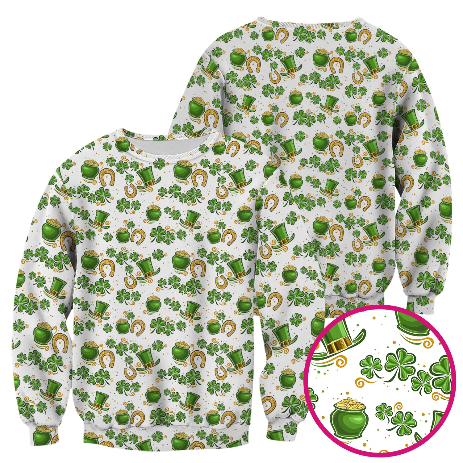 St. Patrick Shamrock Pattern Scrub Top, Comfortable Scrubs for Nurses