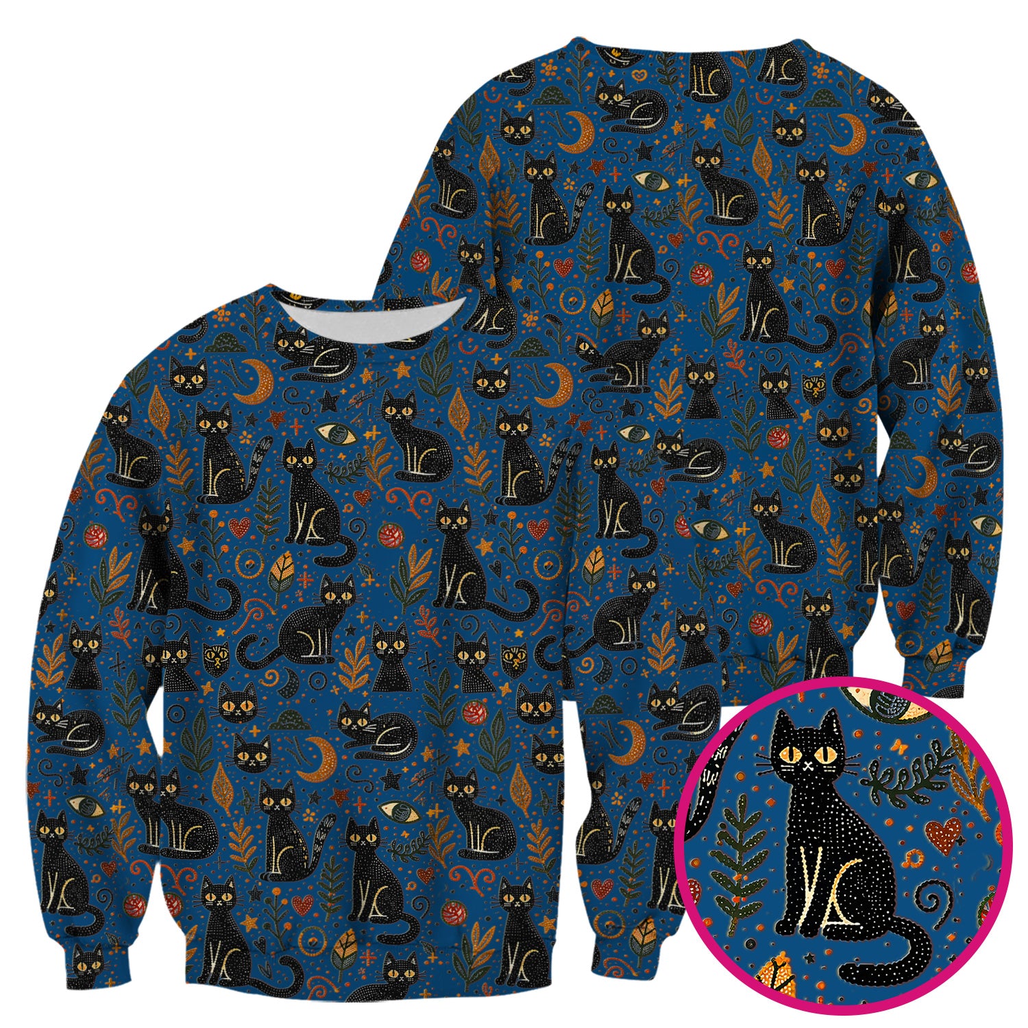 Mystic Black Cat Celestial Doodle Pattern Scrub Top, Comfortable Scrubs for Nurses