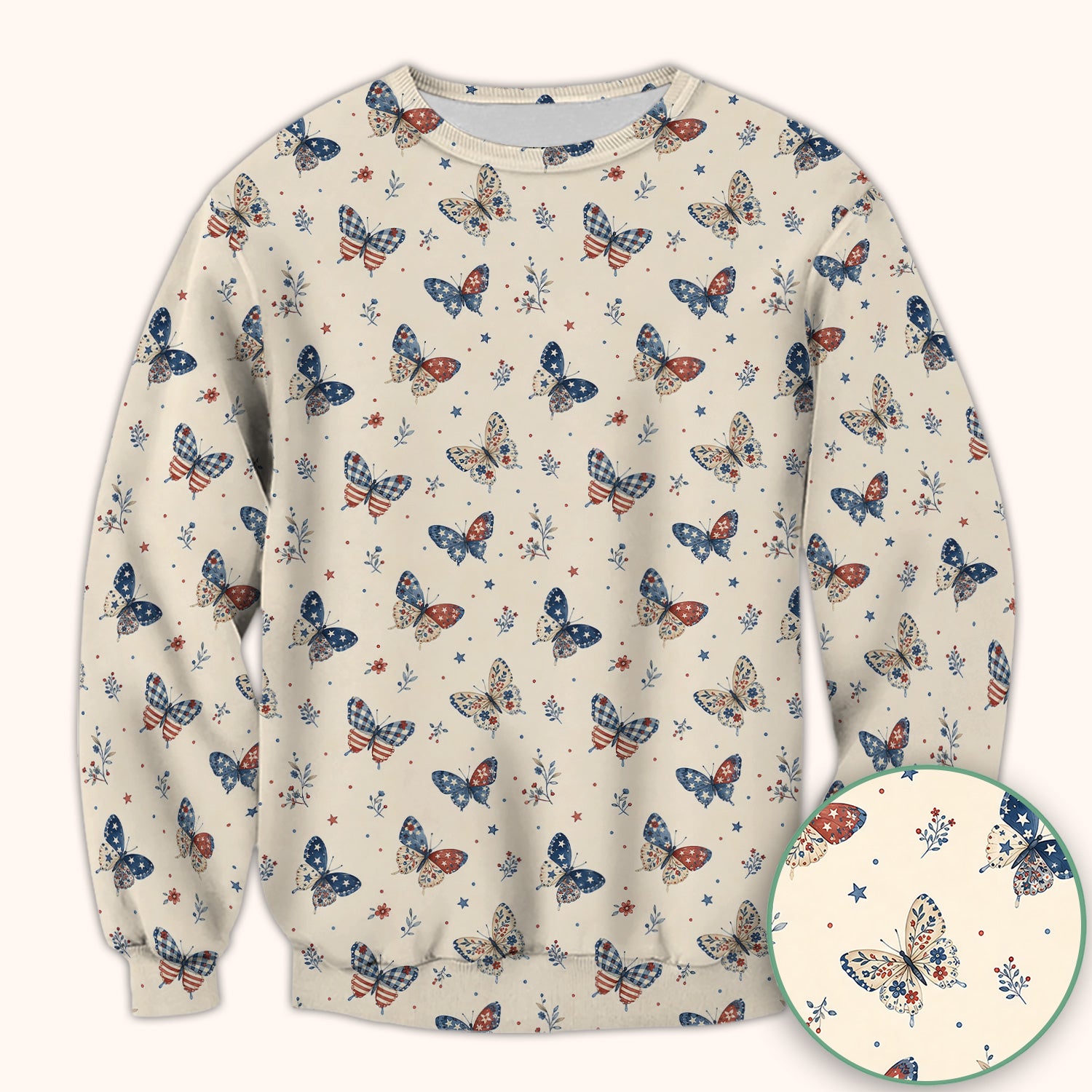 Fourth Of July Butterfly Print Scrub Top, Comfortable Scrubs for Nurses