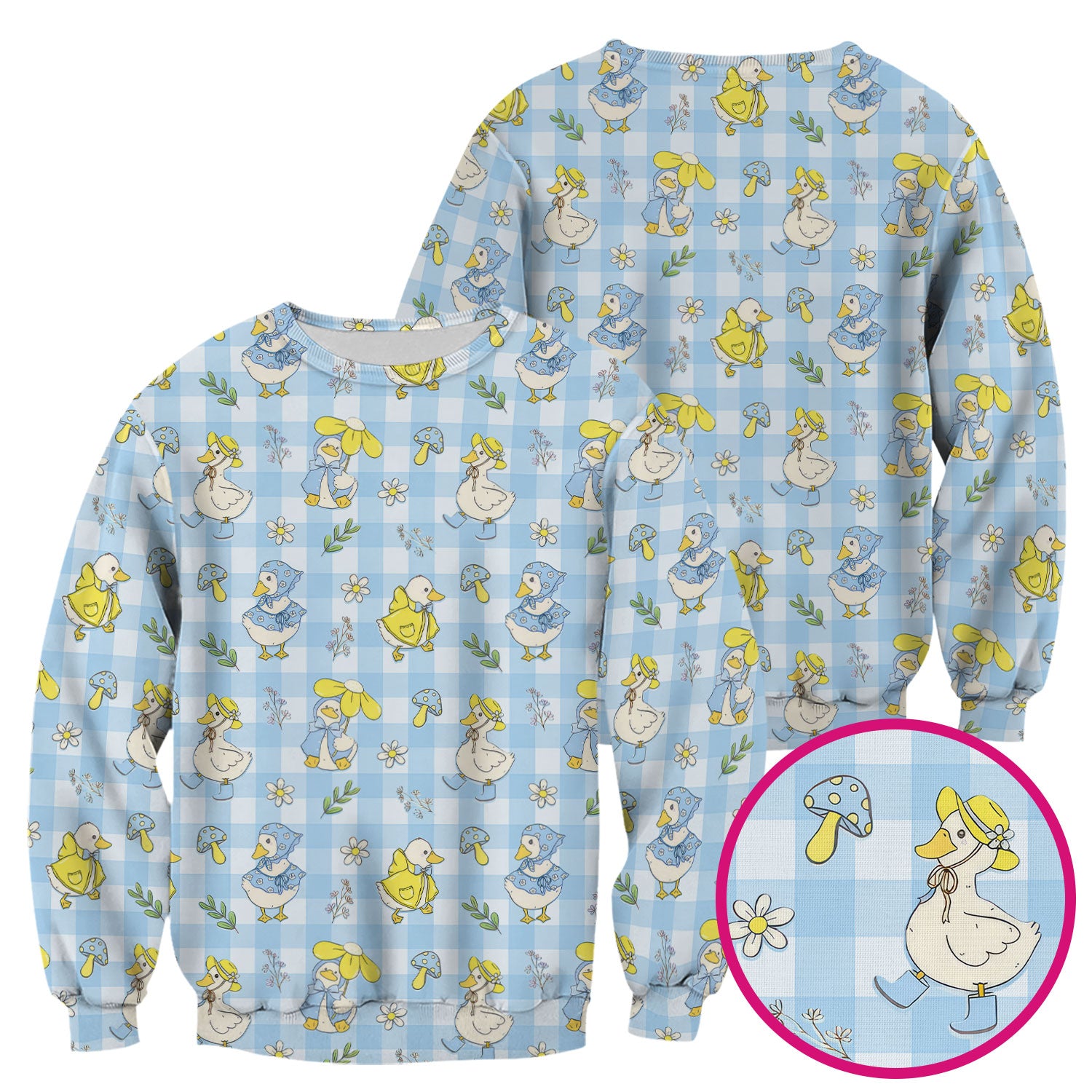 Cute Duck Outfit Gingham Pattern Scrub Top, Comfortable Scrubs for Nurses