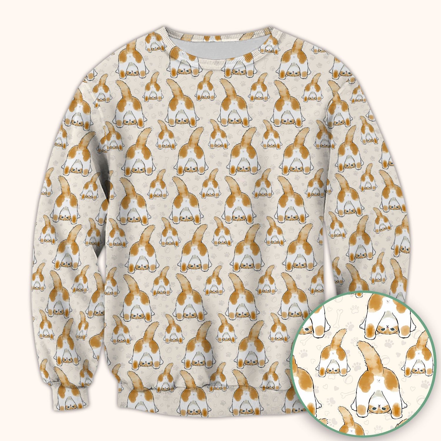Cute Cat Butt Nurse Scrub Top, Cat Pattern Medical Shirt For Pet Lover, Breathable Fabrics Nursing Uniform
