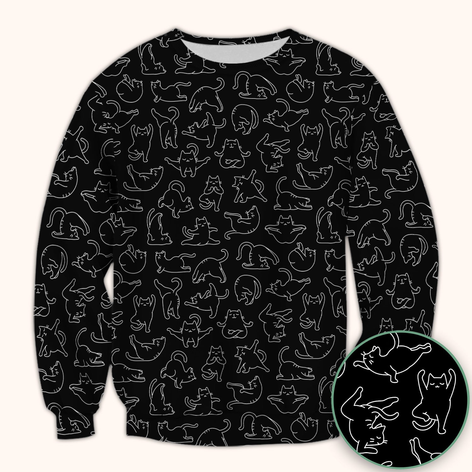 Cute Cat Outline Playing Pattern Scrub Top, Colorful Gothic Nurse Scrubs Uniform