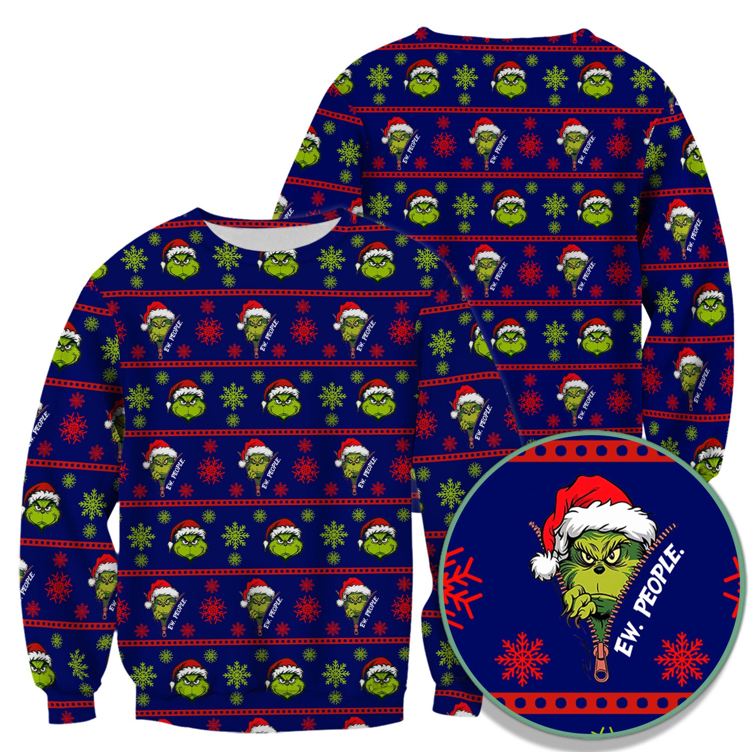Grinch Scrub Top for Nurses - Christmas Holiday “Ew, People” Medical Uniform - Xmas Gift for RN CNA LPN