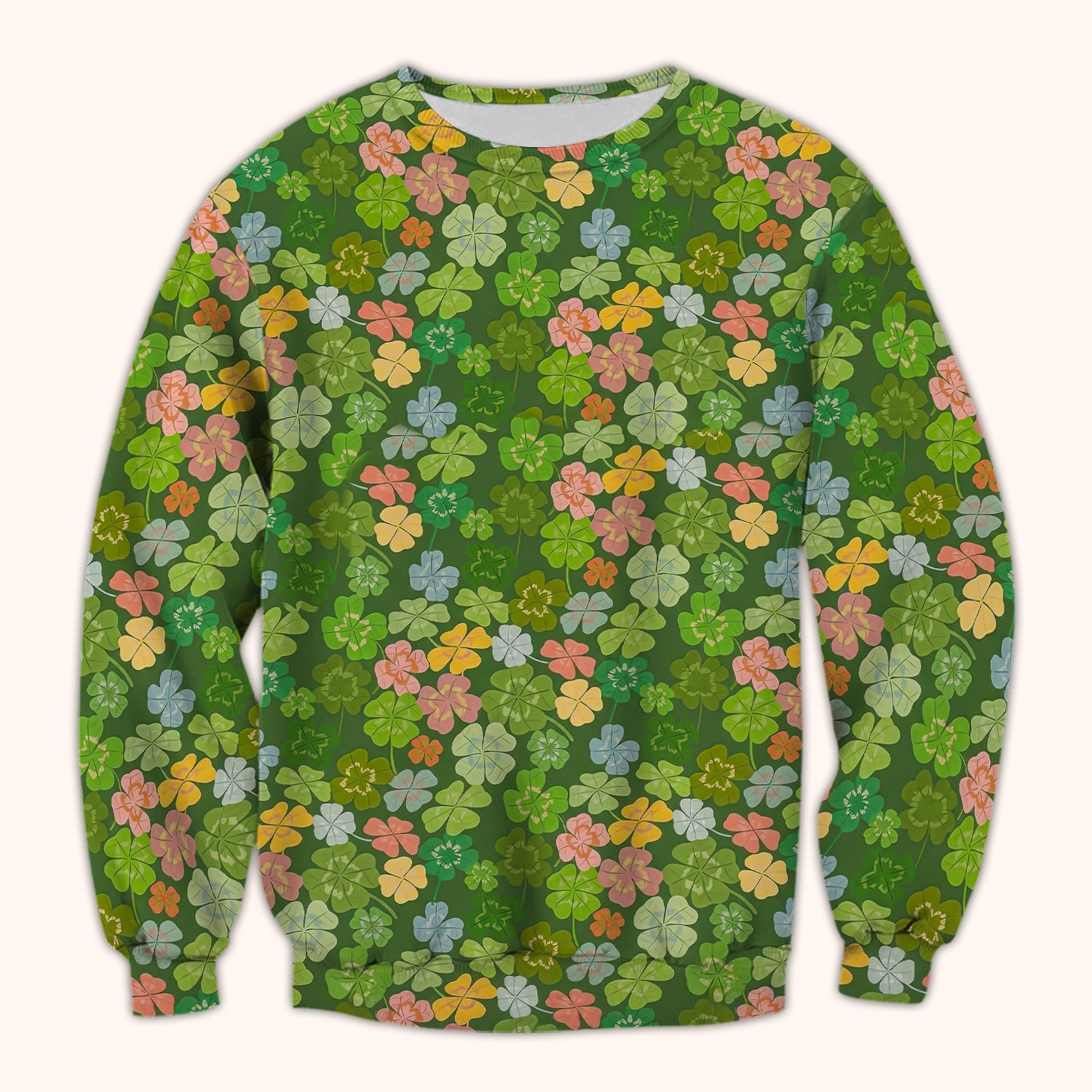 Colorful Shamrock Clover Pattern Scrubs Top, Comfortable Scrubs for Nurses