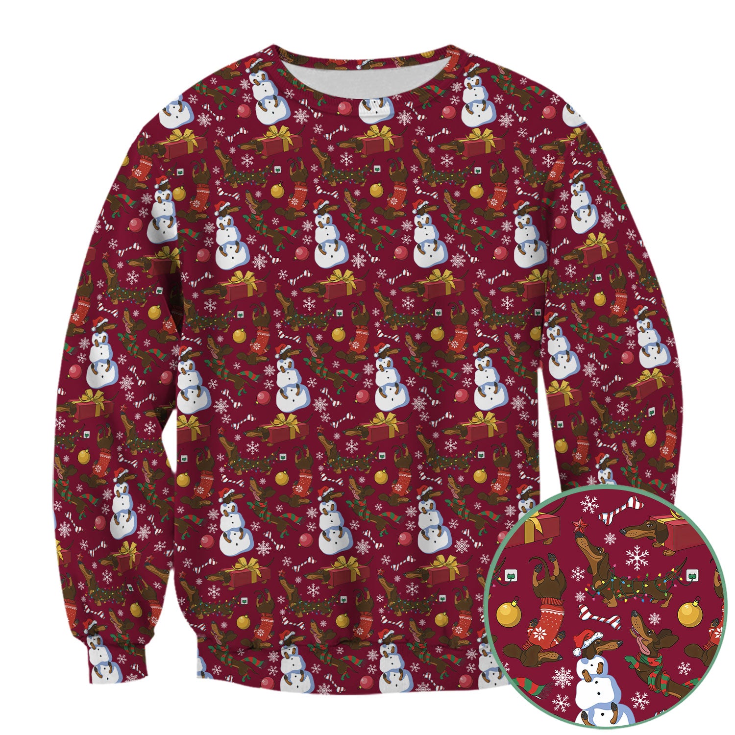 Custom Nurse Scrubs for Women - Christmas Dachshund Dog & Snowman Print - Multi Color Nursing Shirt Holiday Gift for Nurses