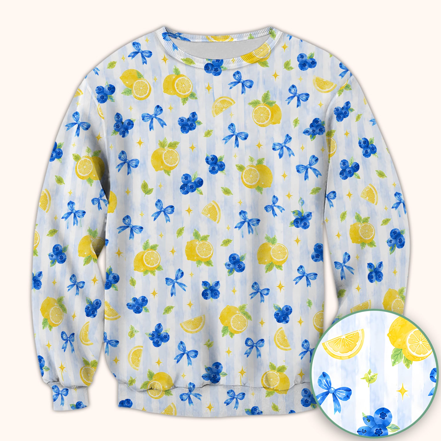 Lemon Blueberry Bow Nurse Scrub Top for RN, CNA, Healthcare Workers, Summer Fruit Uniform