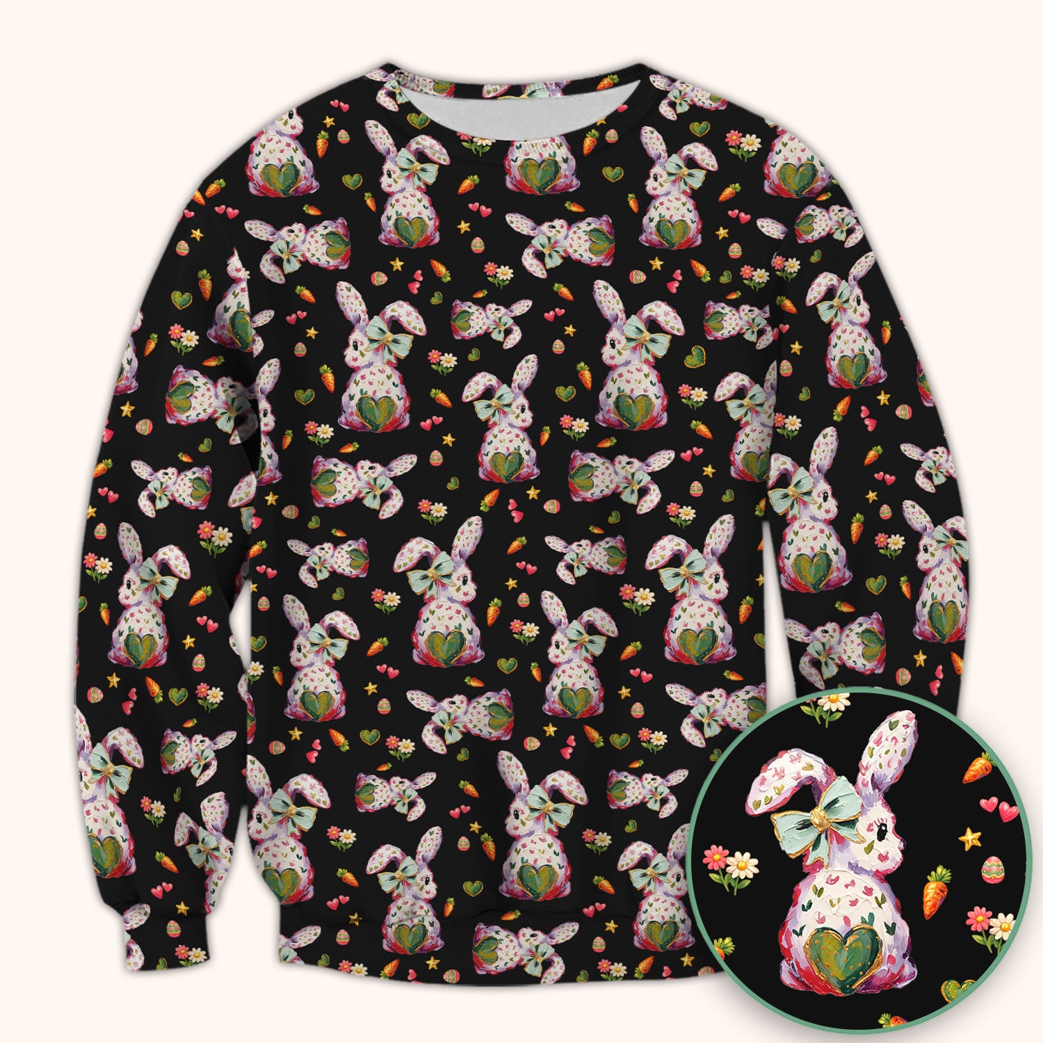 Cute Pastel Bunny Easter Pattern Scrub Top, Comfortable Scrubs for Nurses