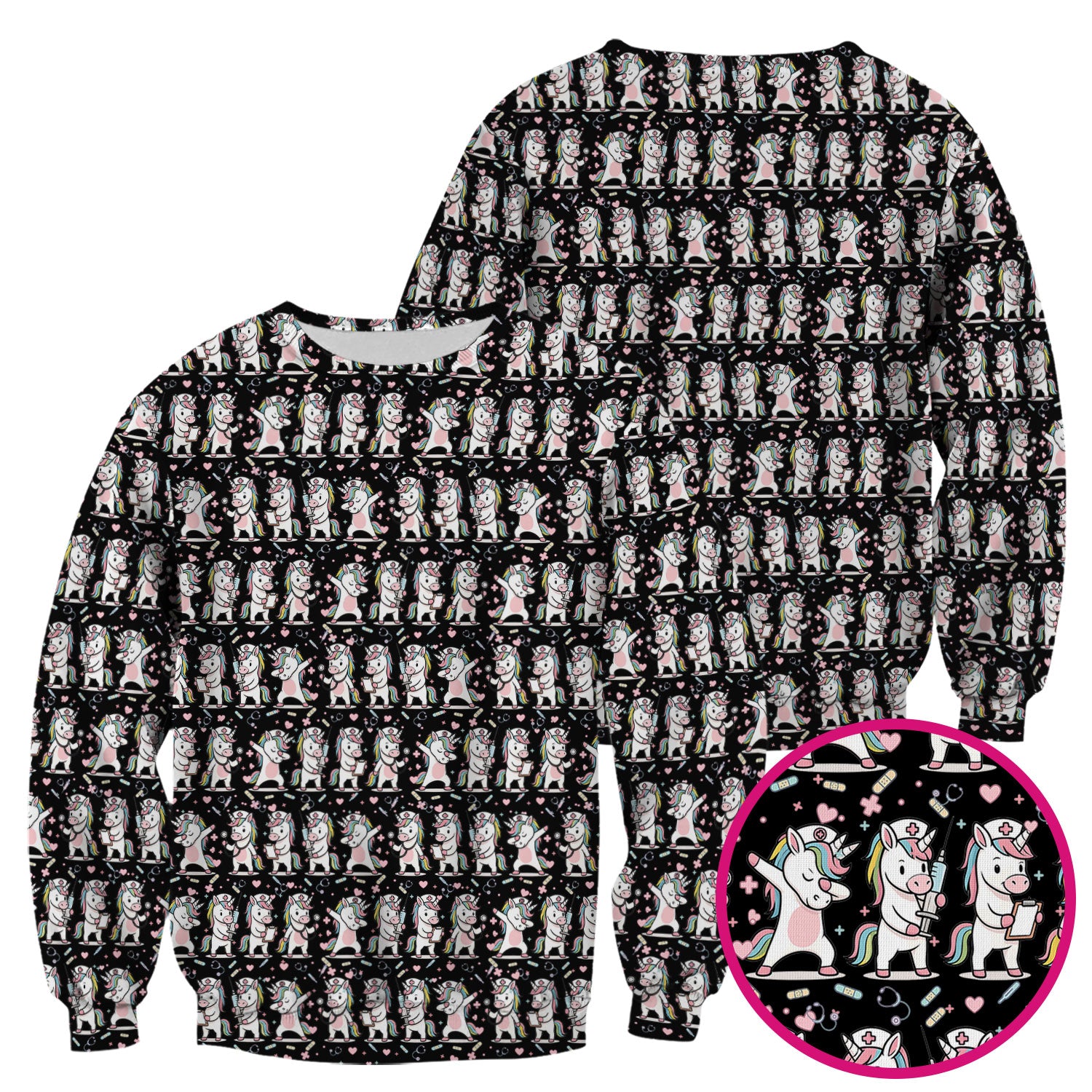 Cute Unicorn Nurse Scrub Top, Playful Medical Cartoon Nursing Shirt, Breathable Fabrics Nurse Uniform