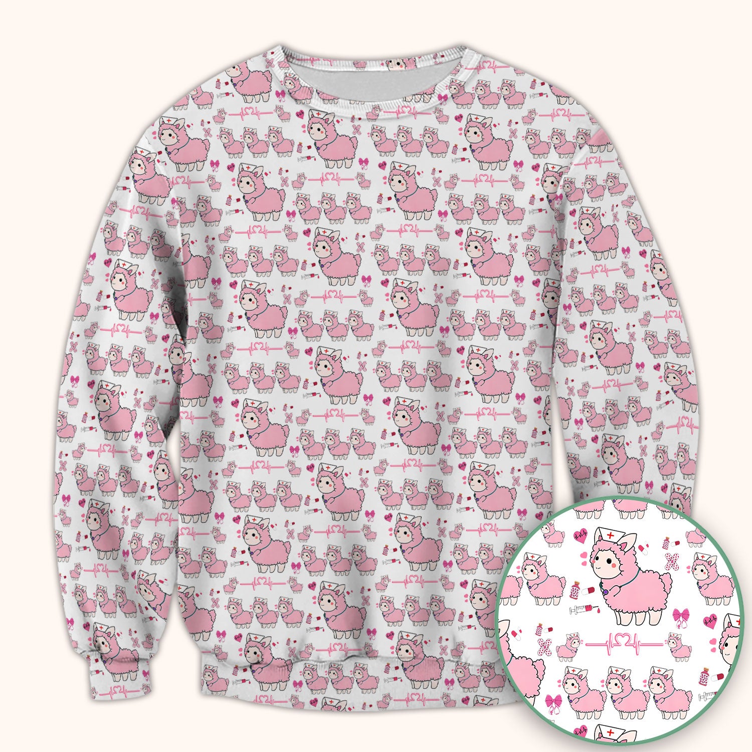 Llama Ain't Got Time For Your Drama Scrub Top, Funny Pattern Scrub Shirt, Breathable Fabrics Nursing Uniform