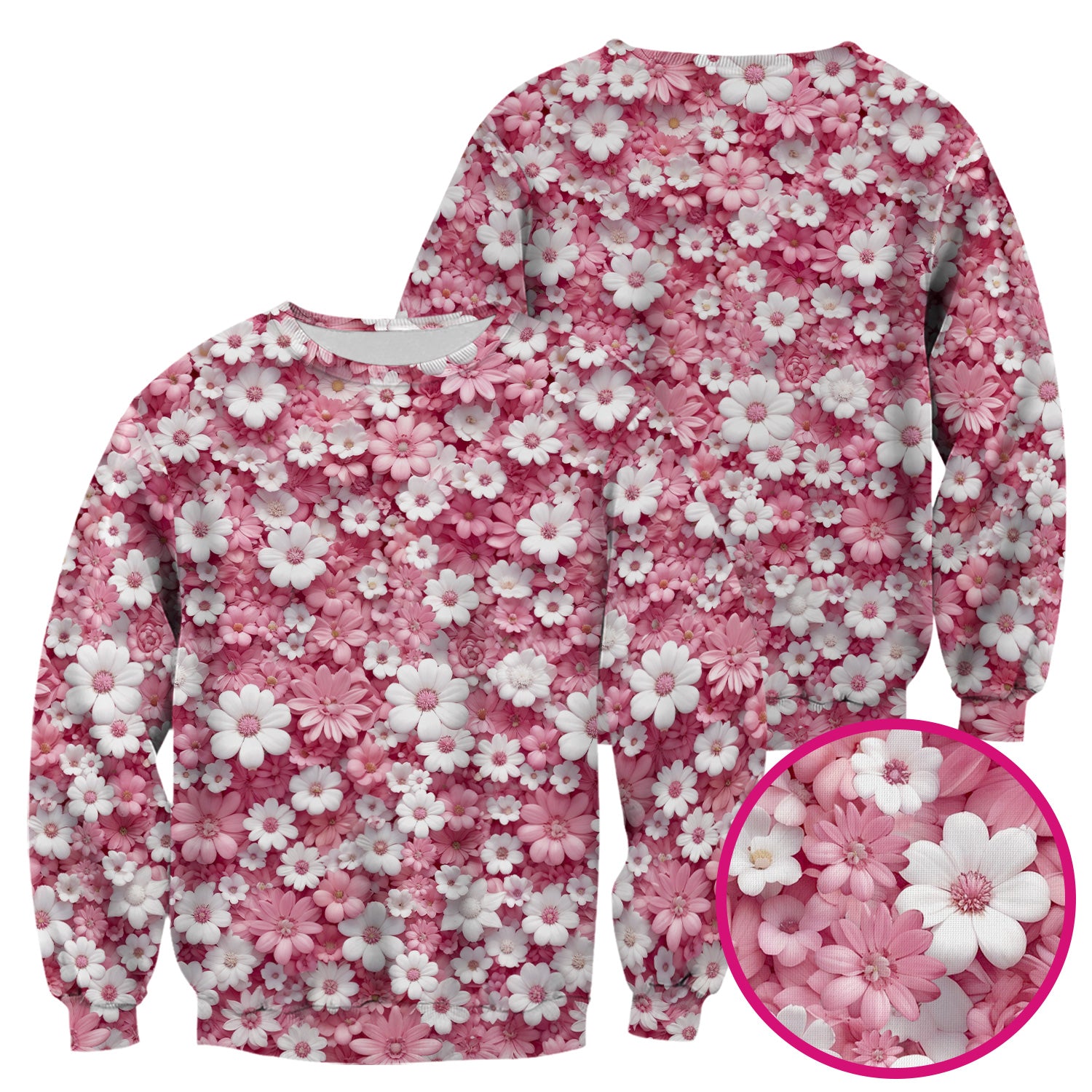 Cute Daisy Flower Bloom Pattern Scrub Top, Breathable Fabrics Nursing Uniform