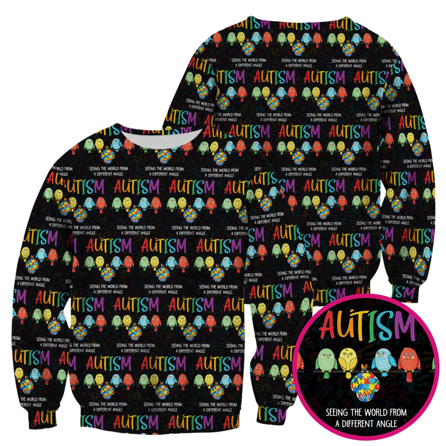 Autism Seeing The World From A Different Angle Birds Scrub Top ,Comfortable Scrubs for Nurses
