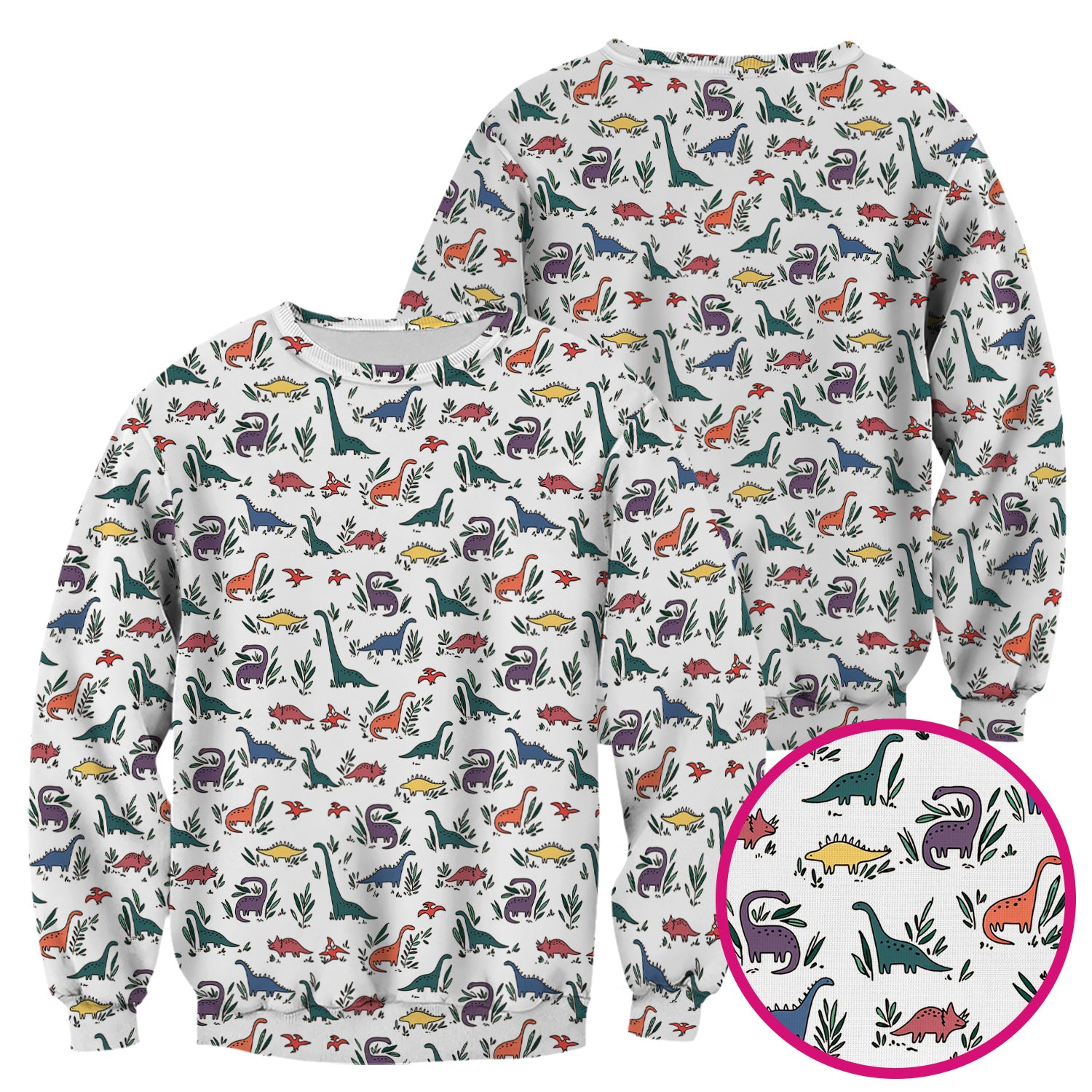 Cute Dinosaur Leafy Garden Pattern Scrub Top, Comfortable Scrubs for Nurses