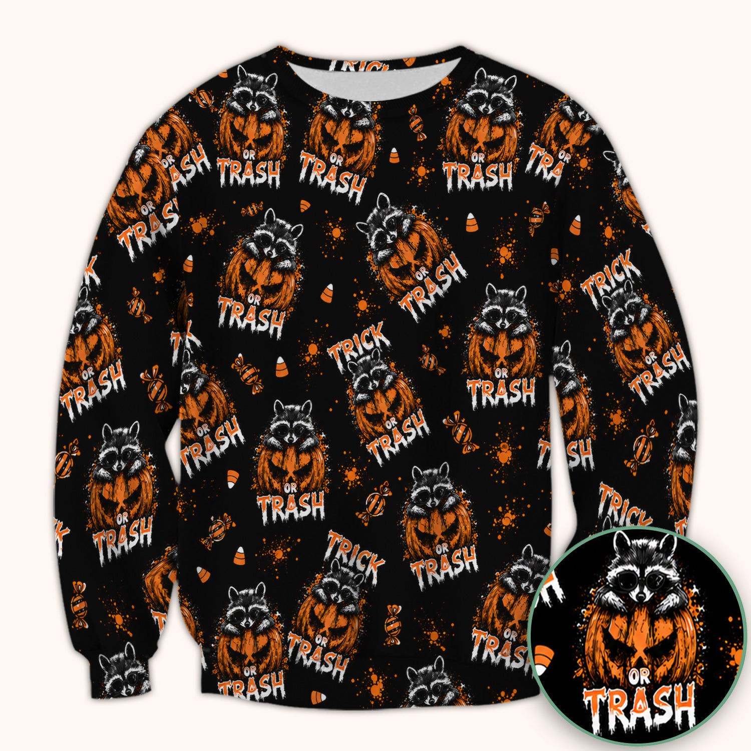 Funny Halloween Trick Or Trash Raccoon Scrub Top, Comfortable Scrubs for Nurses