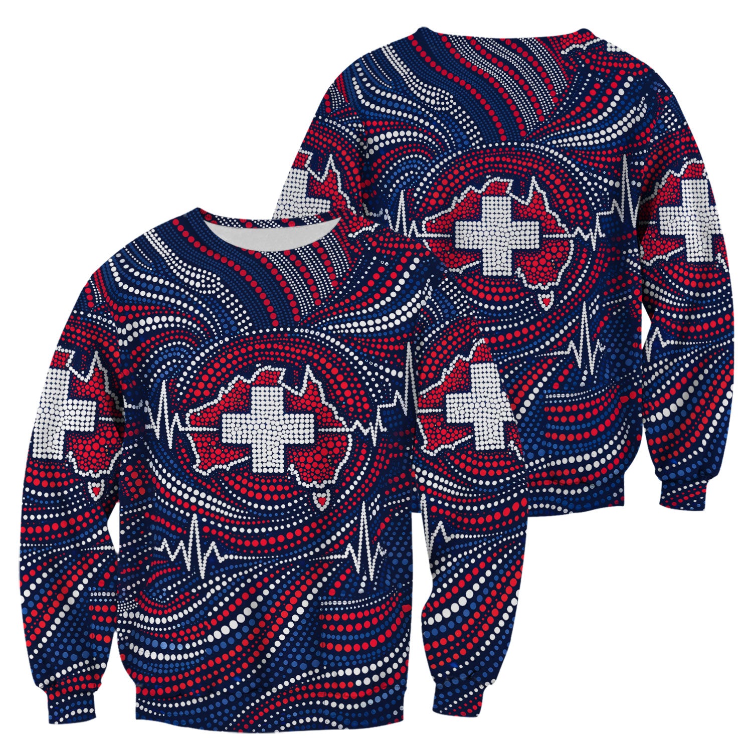 Dot Art Medical Cross Heartbeat Print Scrub Top, Comfortable Scrubs for Nurses