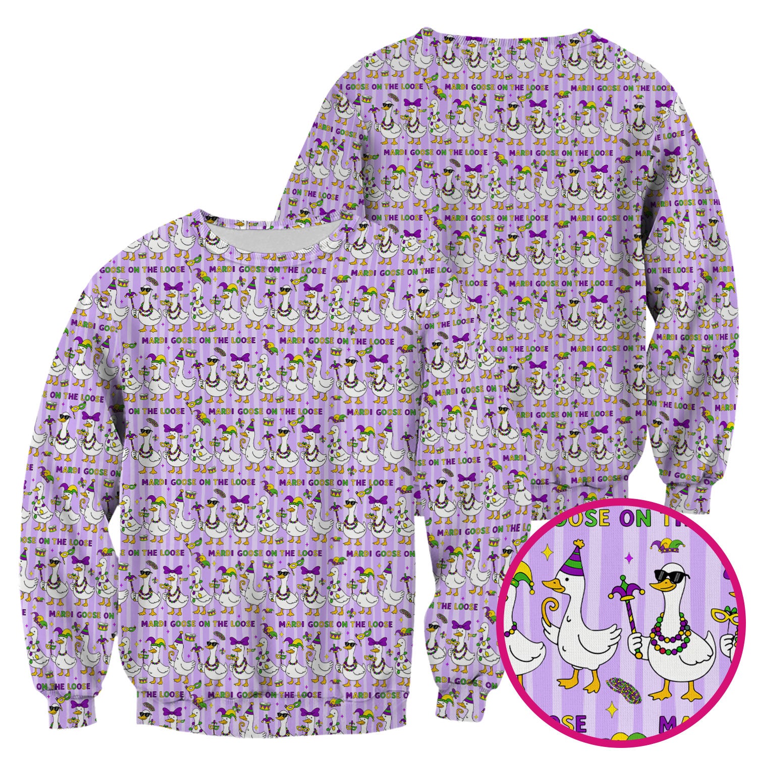 Mardi Gras Goose Nurse Scrub Top, Funny Carnival Medical Pattern Nurse Shirt, Breathable Fabrics Nursing Uniform