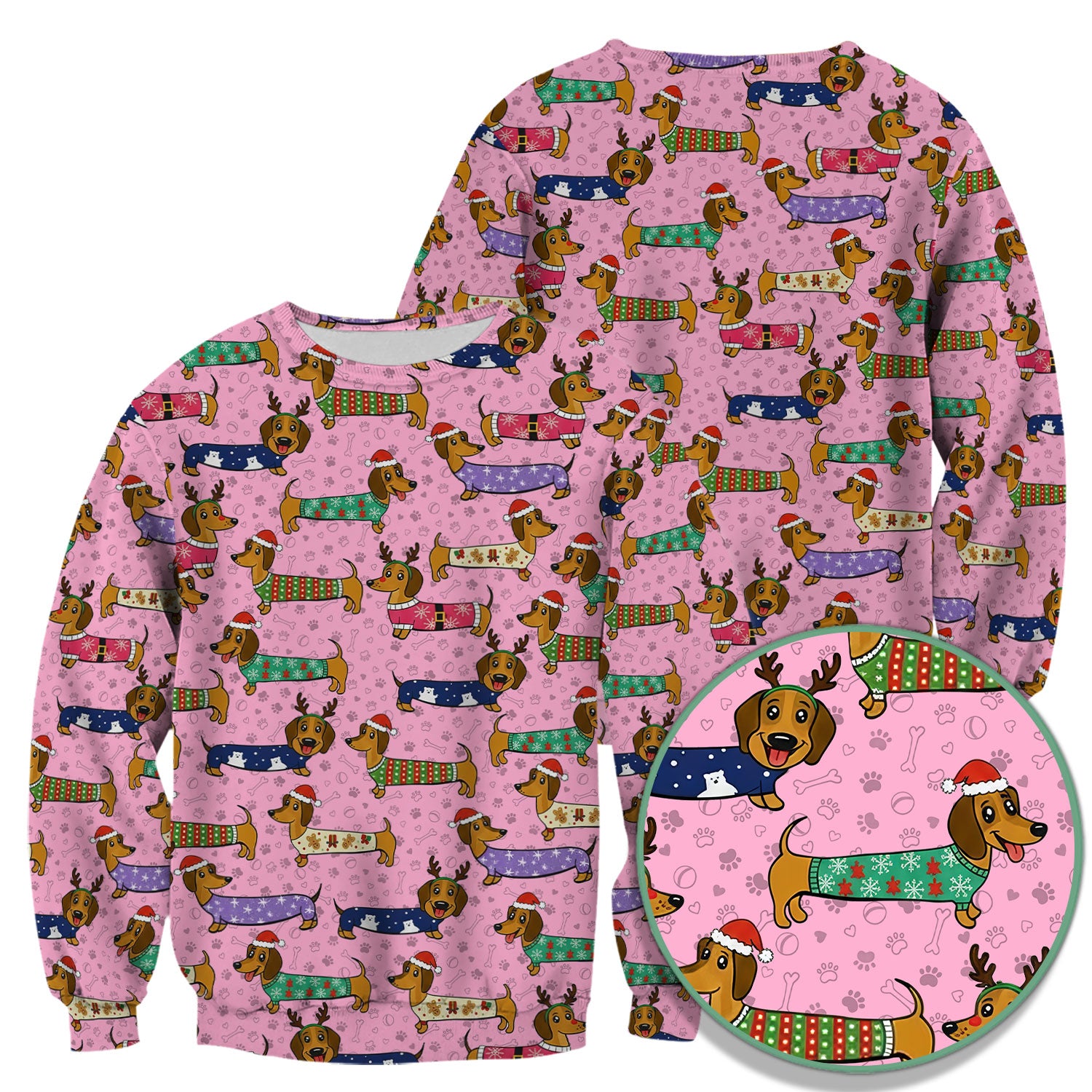 Funny Dachshund Dog Christmas Scrub Top for Nurses - Holiday Reindeer Wiener Dog Shirt - Cute Vet Tech Uniform Gift