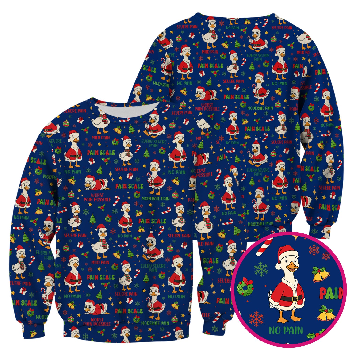 Christmas Nurse Scrub Top - Funny Goose Pain Scale - Cute Holiday Medical Uniform for Women