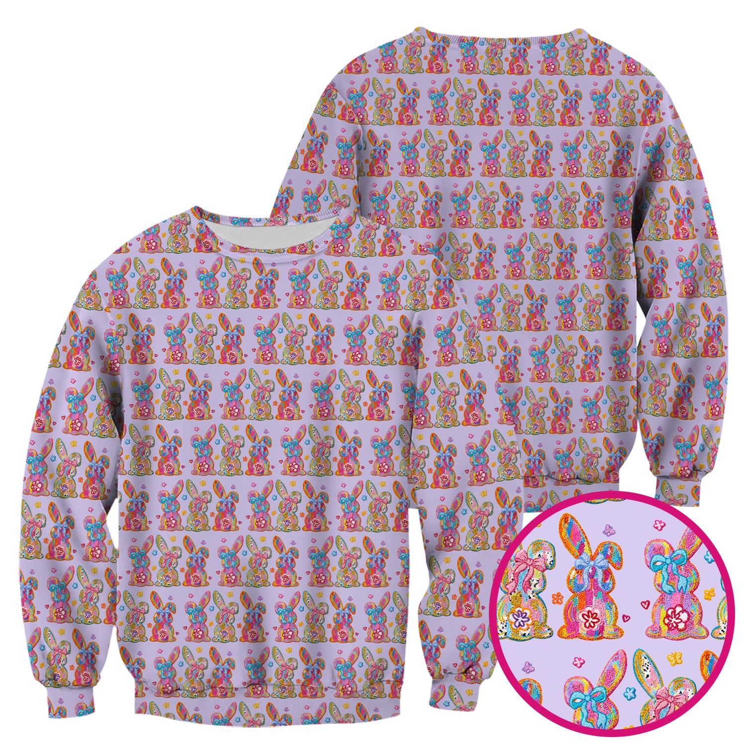 Cute Pastel Bunny Floral Pattern Scrub Top, Comfortable Scrubs for Nurses, Easter