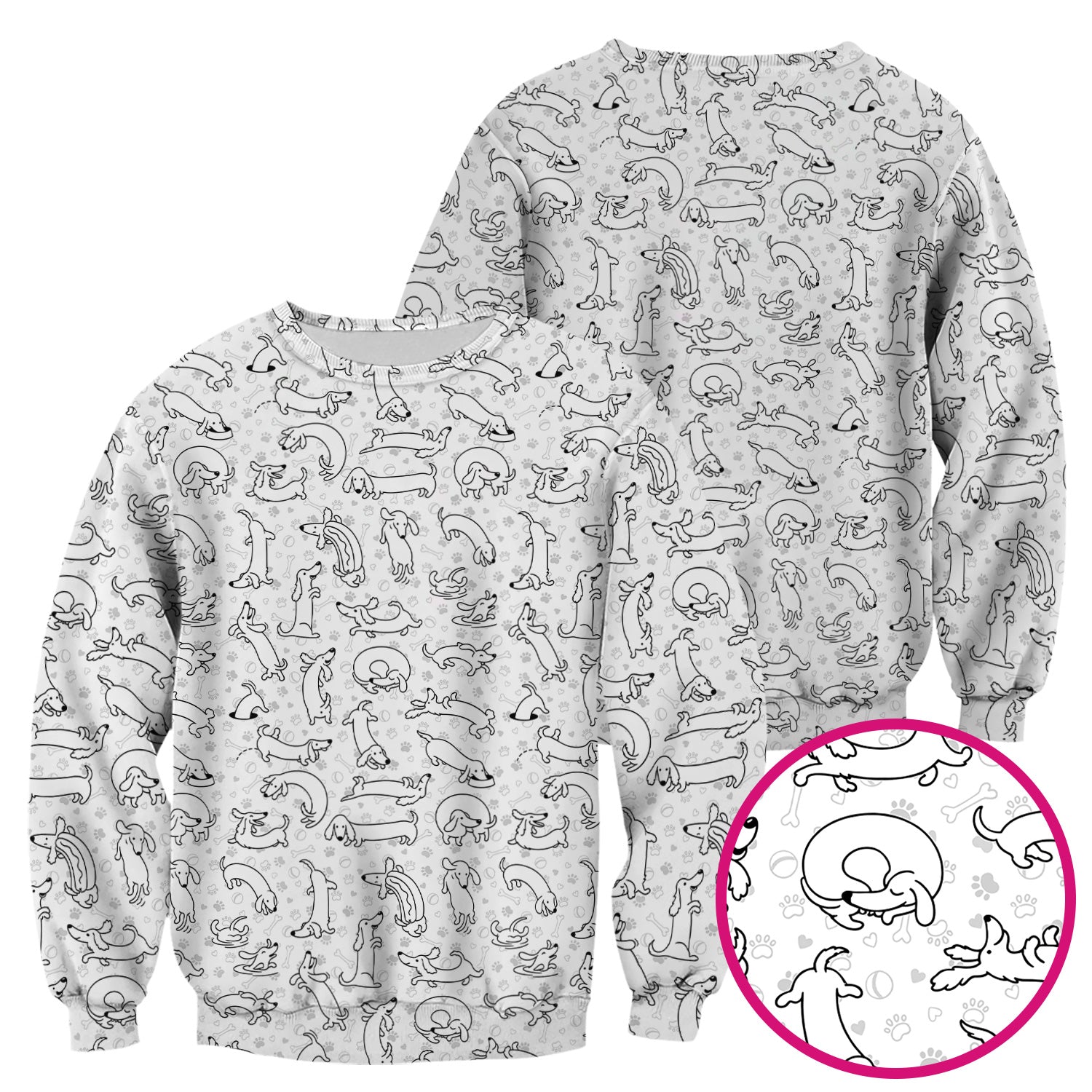 Playful Dachshund Dog Line Art Print Scrub Top, Comfortable Scrubs for Nurses