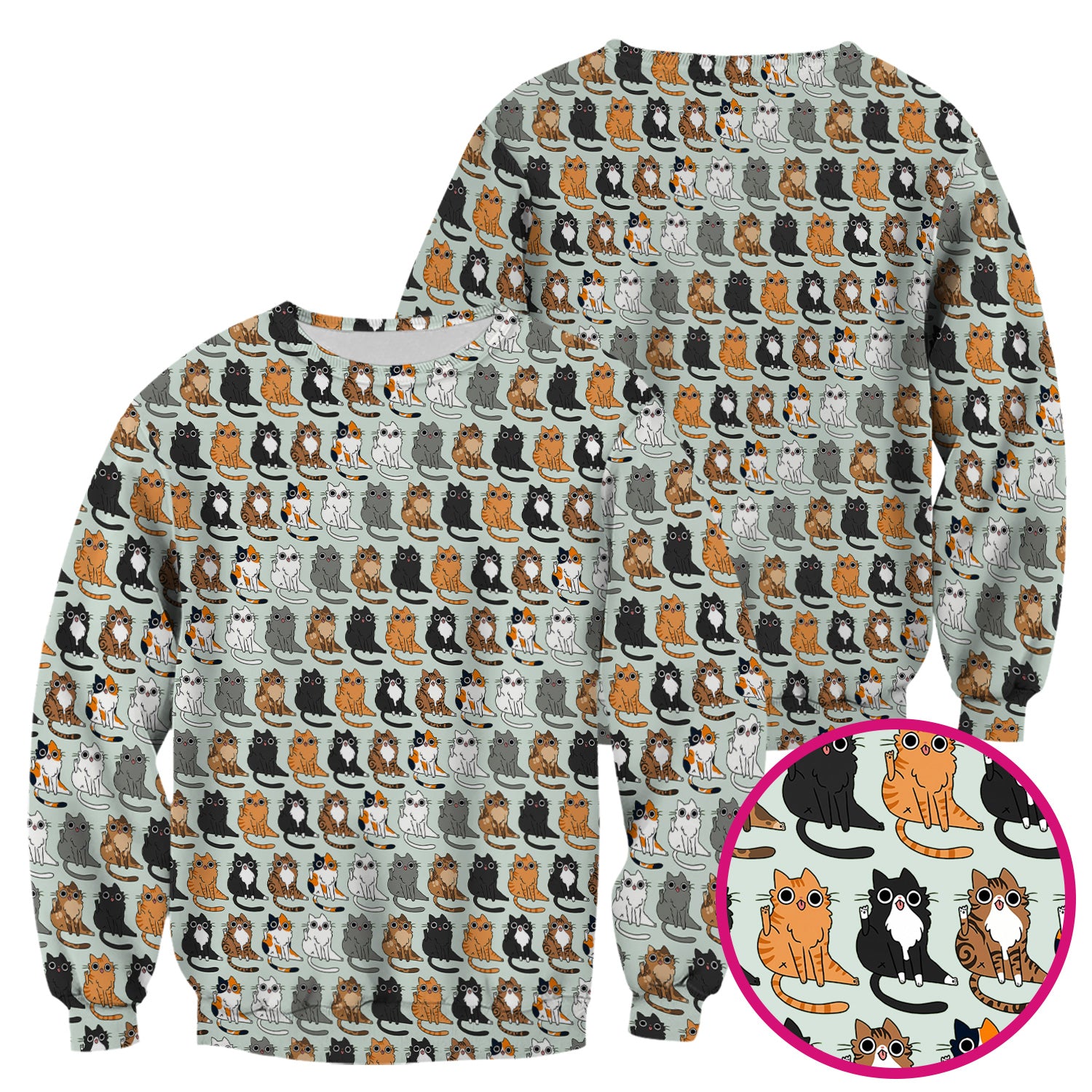 Cute Cartoon Cat Pattern Scrub Top, Comfortable Scrubs for Nurses