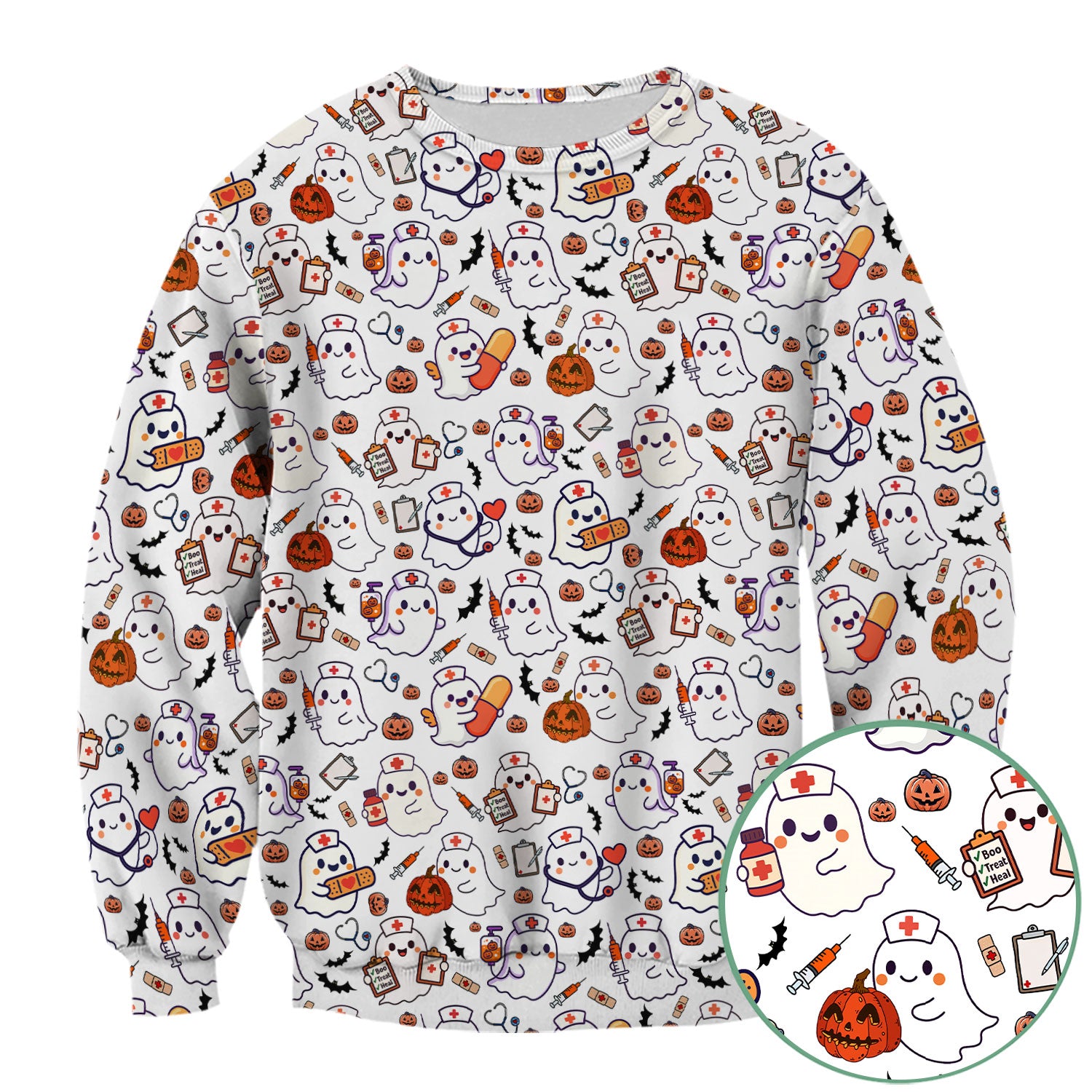 Halloween Scrubs for Women - Pumpkin Shirt - Comfortable Scrubs for Nurses - Breathable Fabrics Nursing Uniform - Holiday Gift for Her