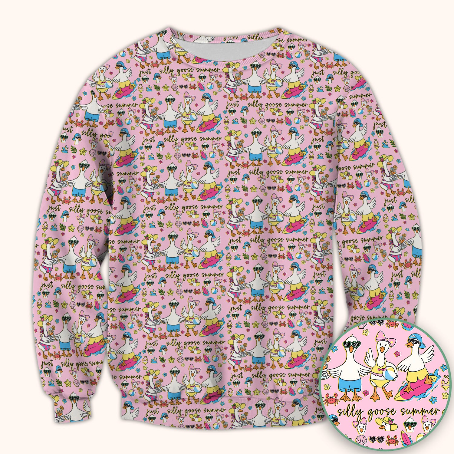 Silly Goose Summer Pattern Scrub Top, Breathable Fabrics Nursing Uniform