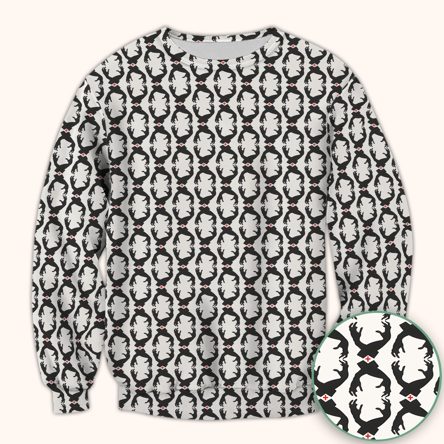 Creepy Hands Black White Red Patterns Scrub Top, Comfortable Scrubs for Nurses