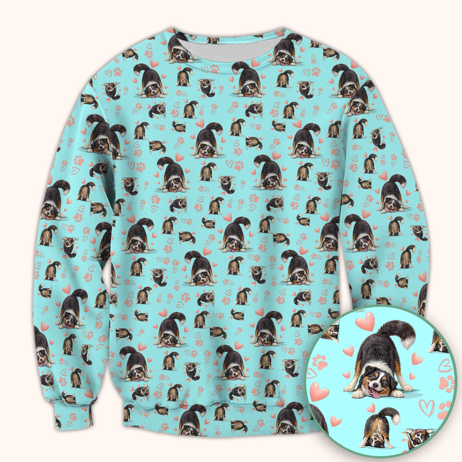 Playful Dog Heart Medical Print Scrub Top, Breathable Fabrics Nursing Uniform