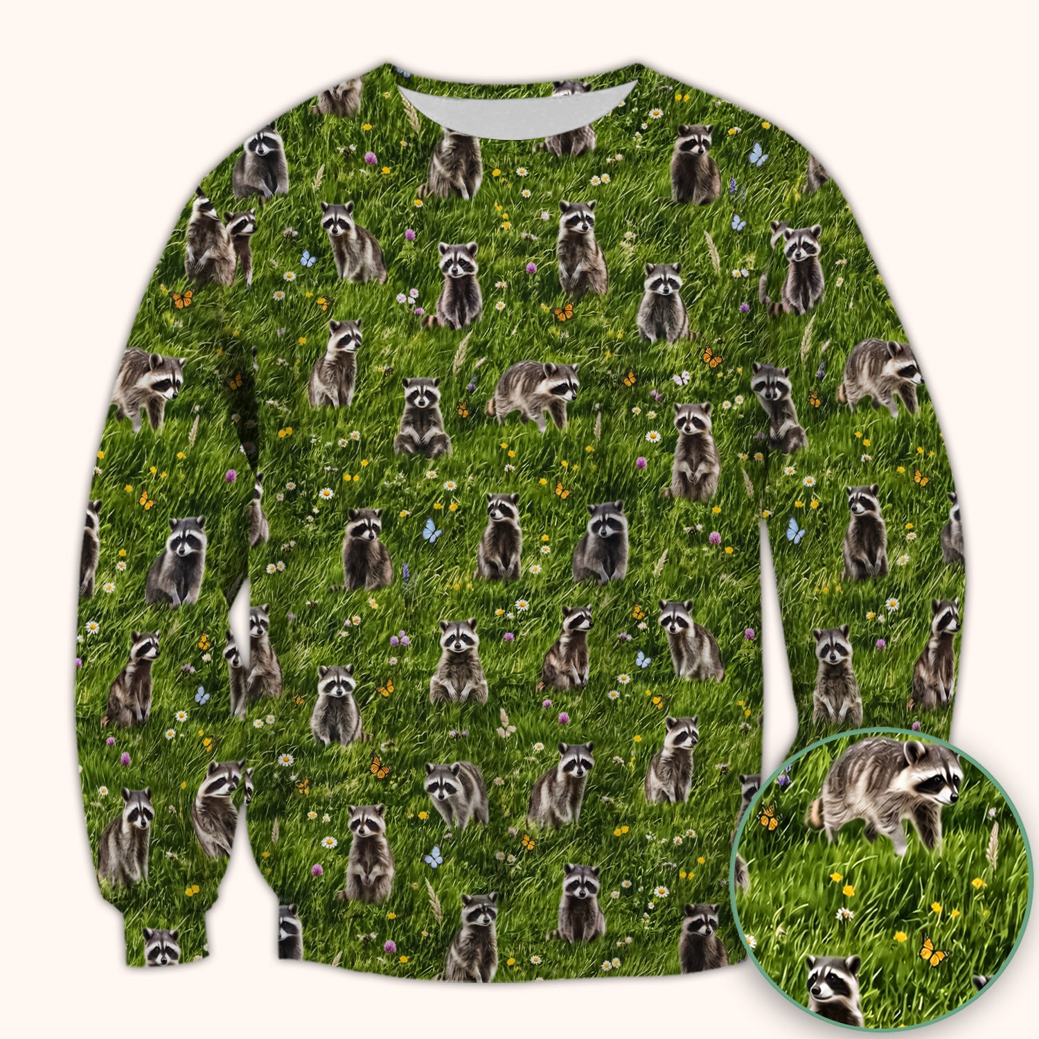 Raccoon Meadow Print Scrub Top, Comfortable Scrubs for Nurses