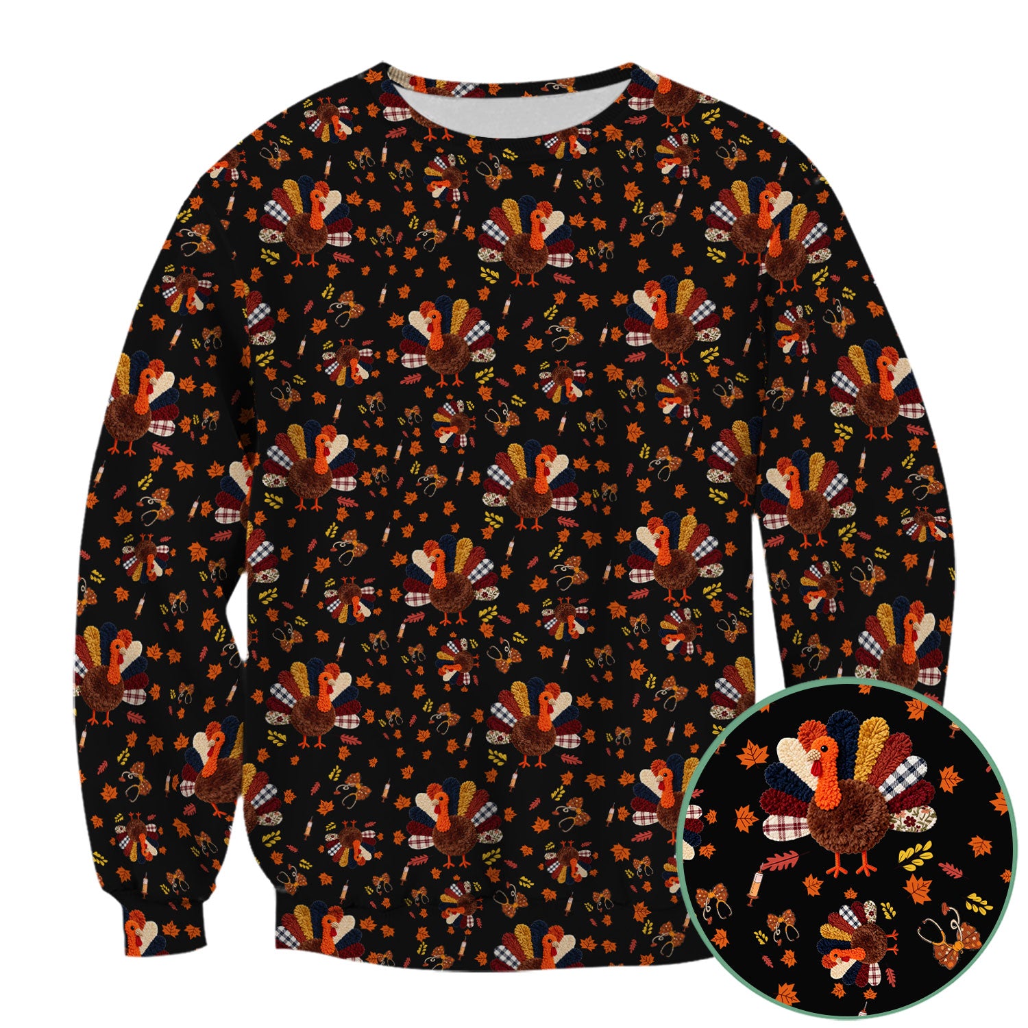 Thanksgiving Comfortable Scrubs for Nurses - Funny Autumn Turkey Shirt - Breathable Fabrics Nursing Uniform
