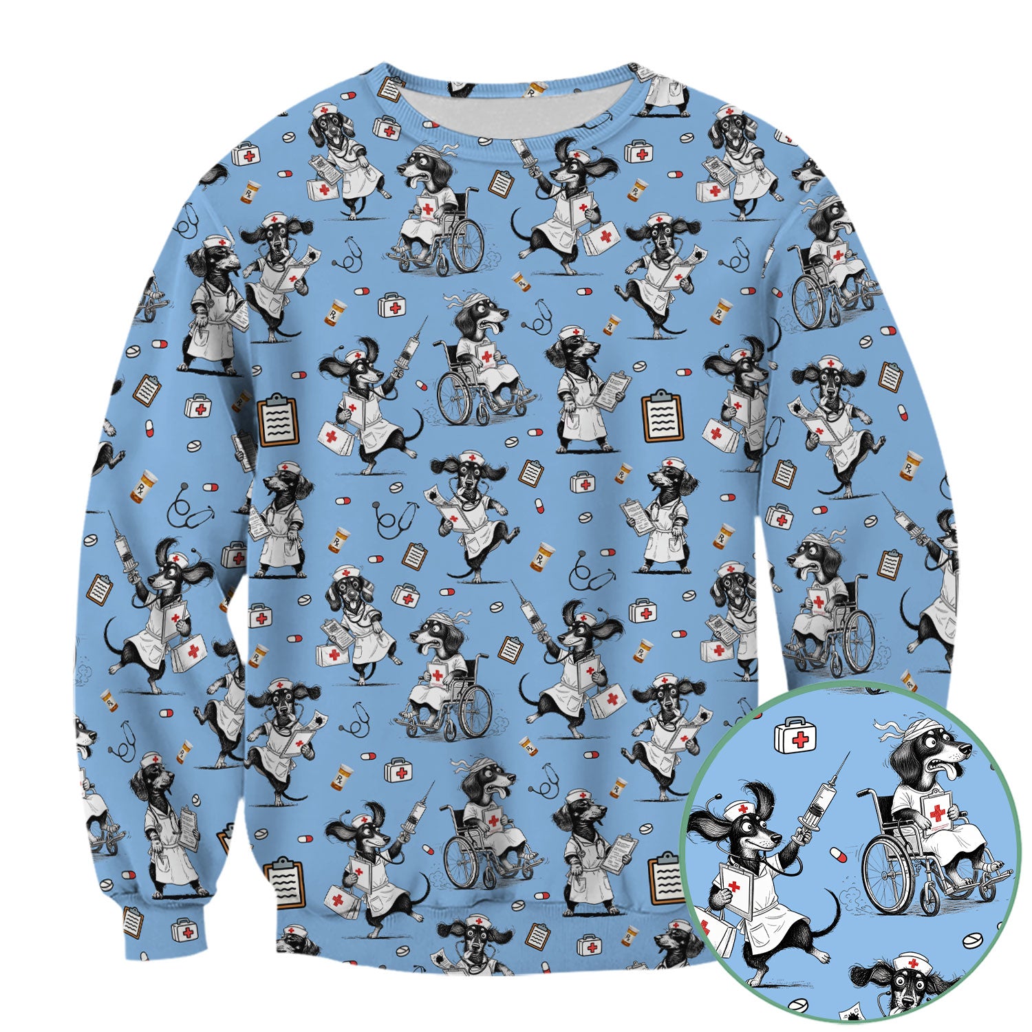 Custom Nurse Scrubs for Women - Funny Dog Print Medical Top - Multi Color Personalized Nursing Shirt for Healthcare Workers
