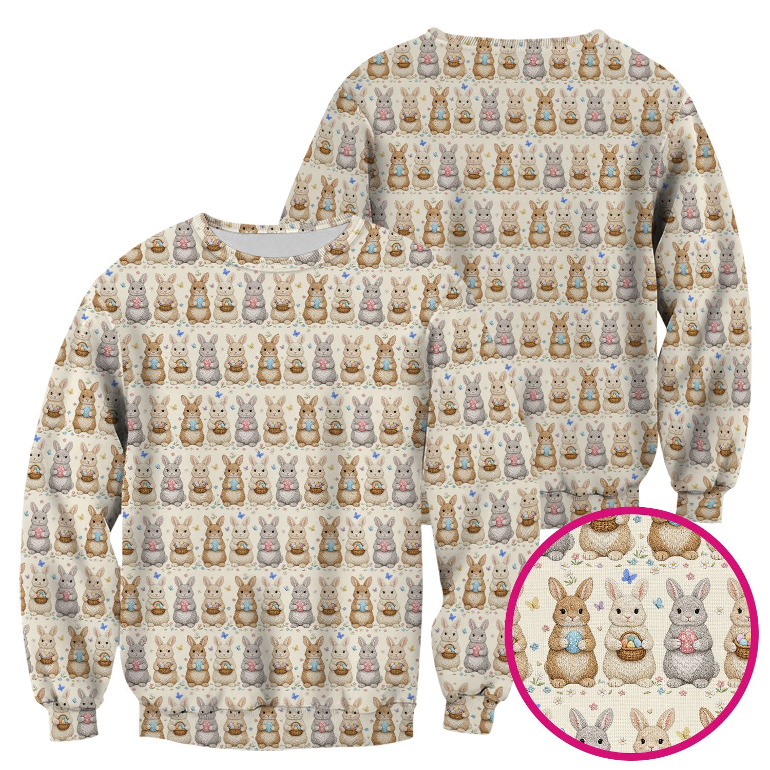 Easter Bunny Basket Pastel Print Scrubs Nurses, Breathable Fabrics Nursing Uniform
