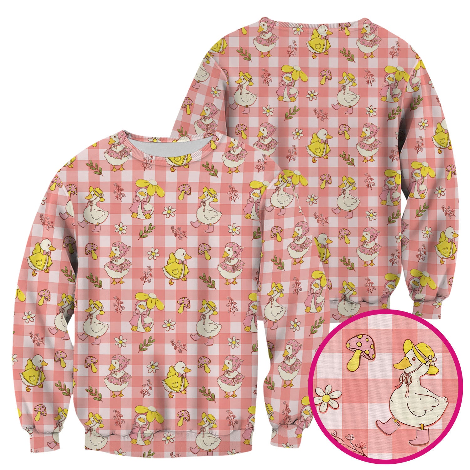 Cute Duck Outfit Gingham Pattern Scrub Top, Comfortable Scrubs for Nurses