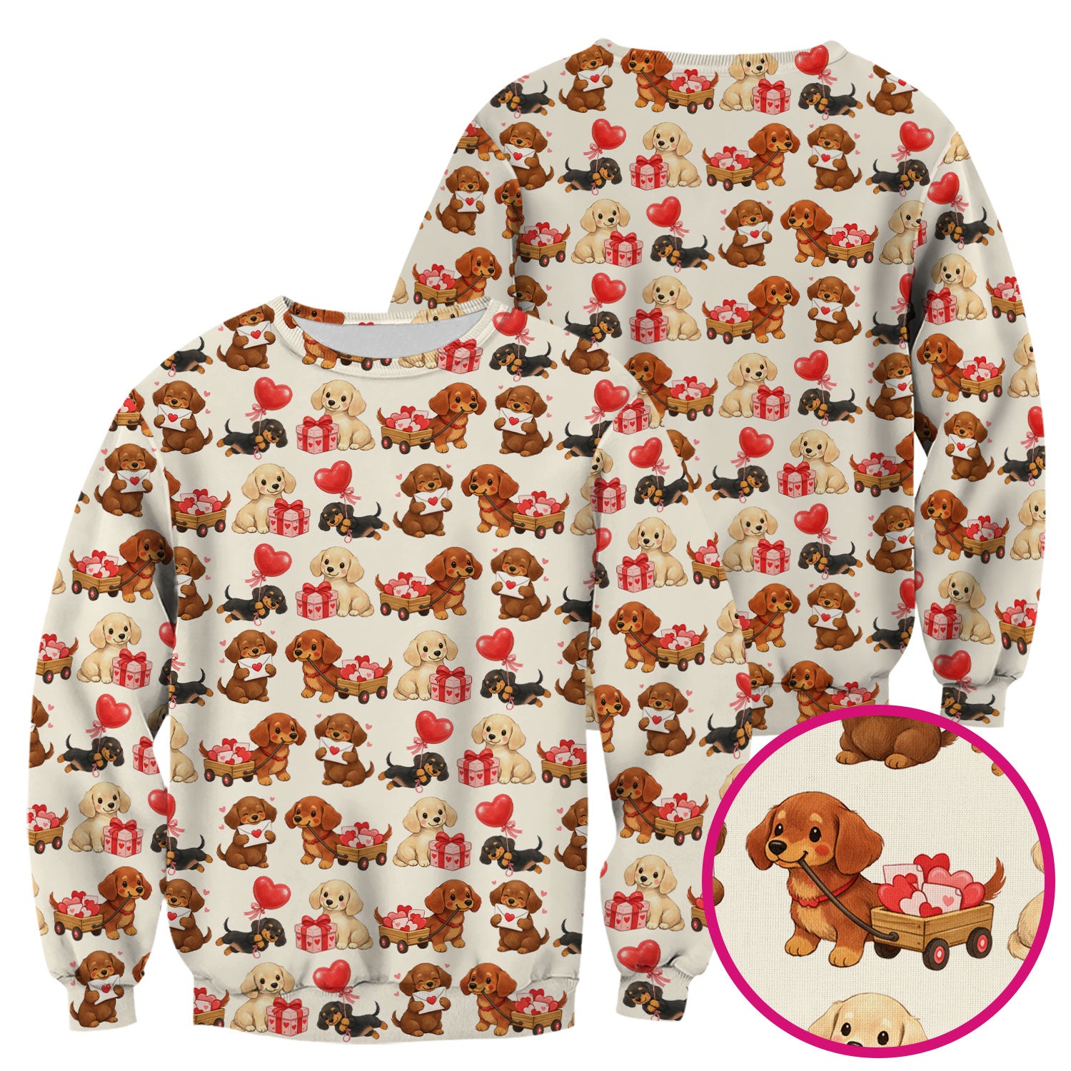 Cute Dachshund Nurse Scrub Top For Nurses, Wiener Dog Pattern Nurse Shirt, Breathable Fabrics Nursing Uniform