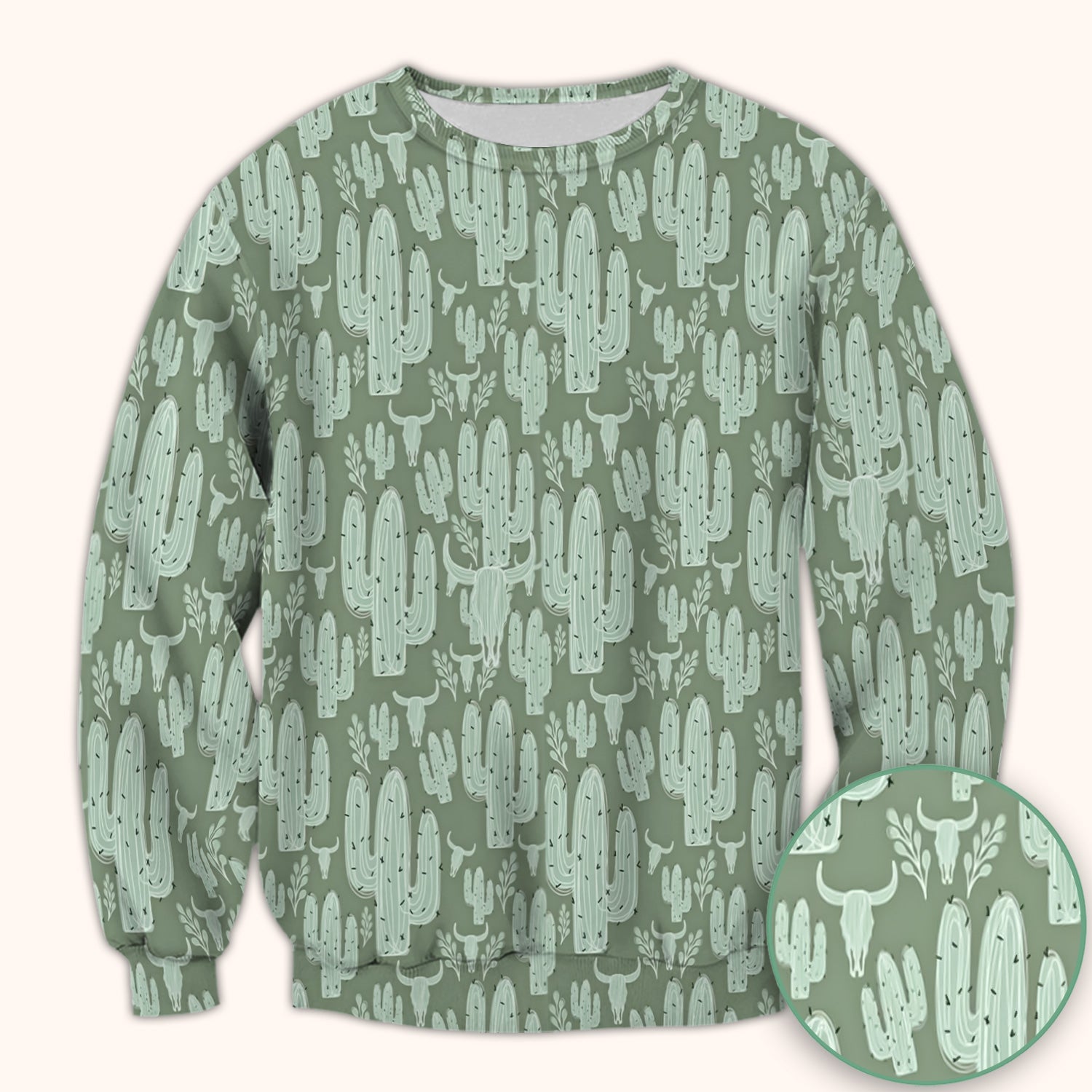 Funny Desert Cactus Skull Pattern Scrub Top, Comfortable Scrubs for Nurses