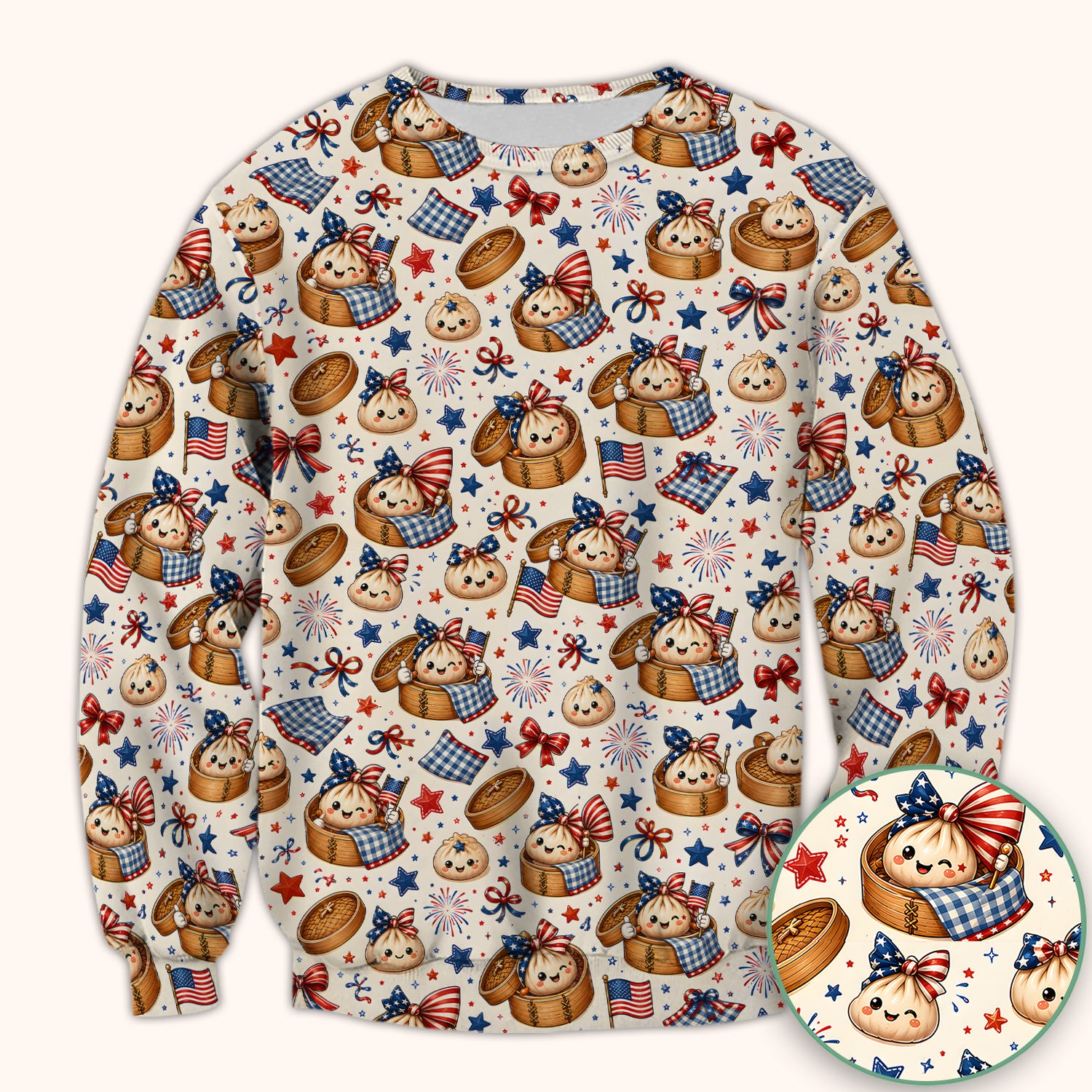 Patriotic Dumpling Nurse Scrub Top for RN, CNA, Pediatric Nurses, Fourth Of July Uniform