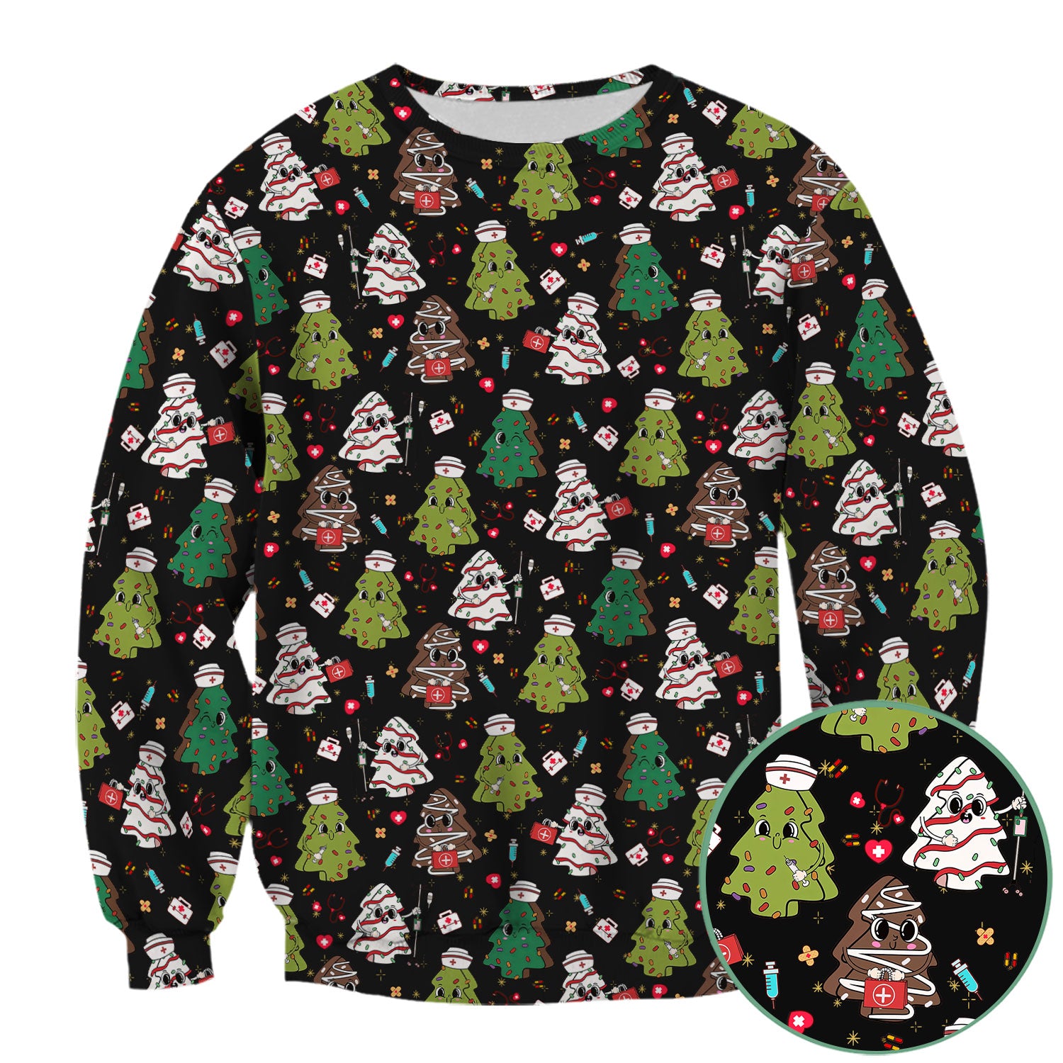 Christmas Nursing Scrub Top for Women - Festive Tree Medical Shirt - Cute Holiday RN CNA LPN Gift