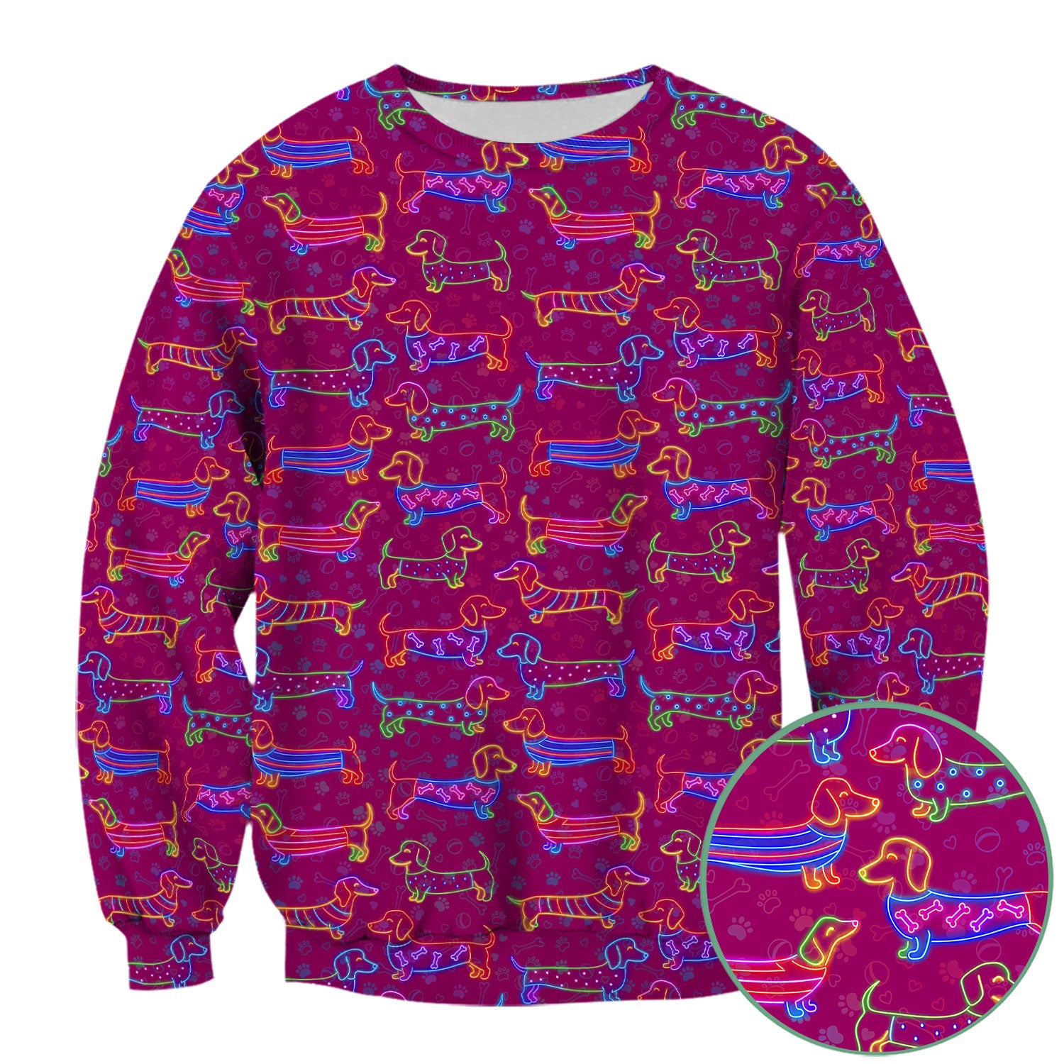 Cute Dachshund Scrub Top for Women – Neon Sausage Dog Nursing Shirt – Funny Colorful Wiener Dog Gift for RN CNA LPN