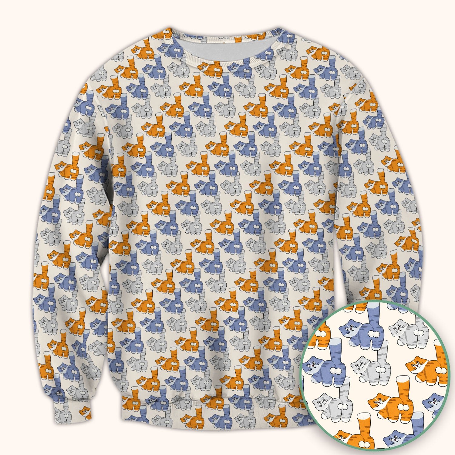 Cute Cartoon Cat Pattern Scrub Top for Nurses, Comfortable Scrubs for Nurses