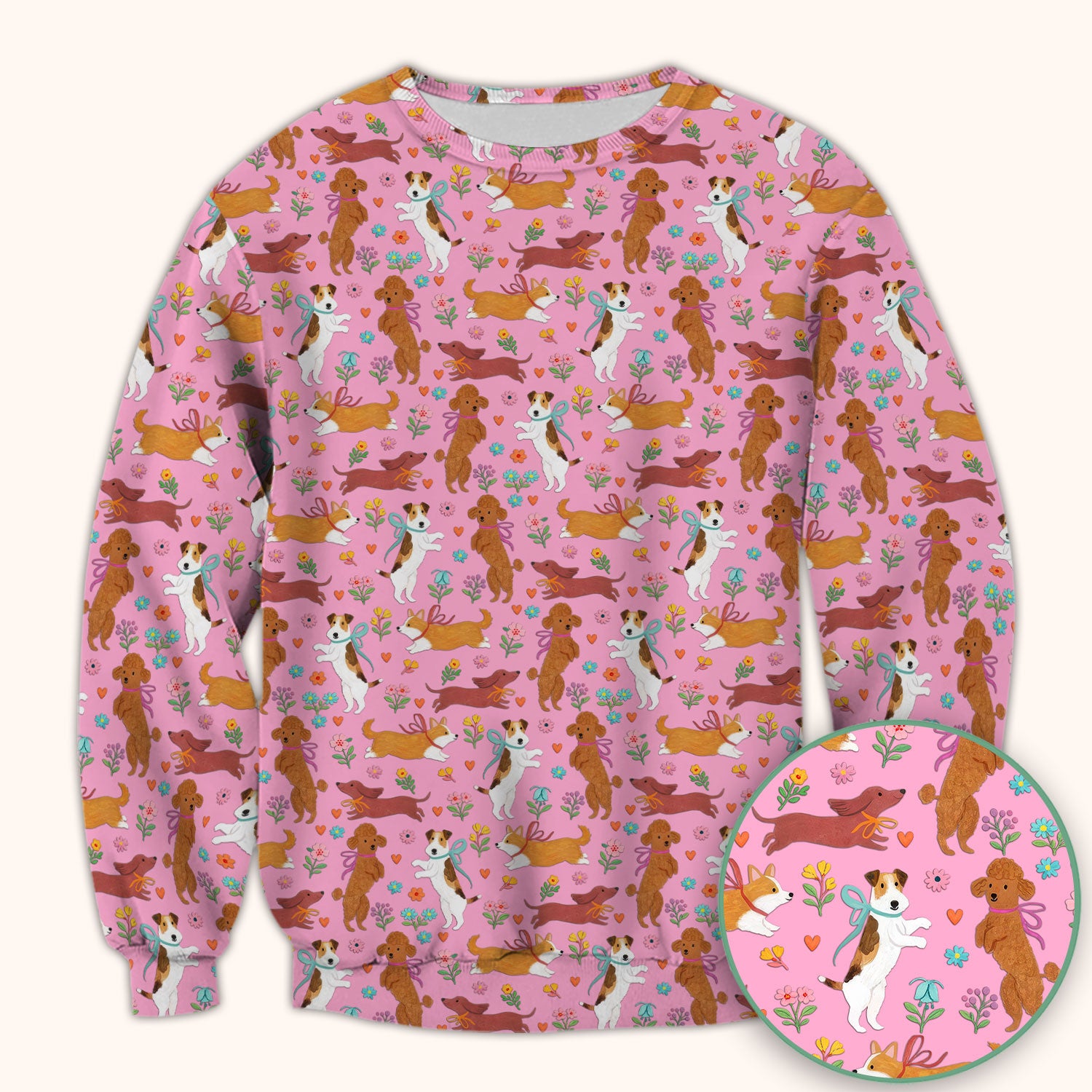 Cute Cartoon Dog Print Nurse Scrub Top, Comfortable Scrubs for Nurses