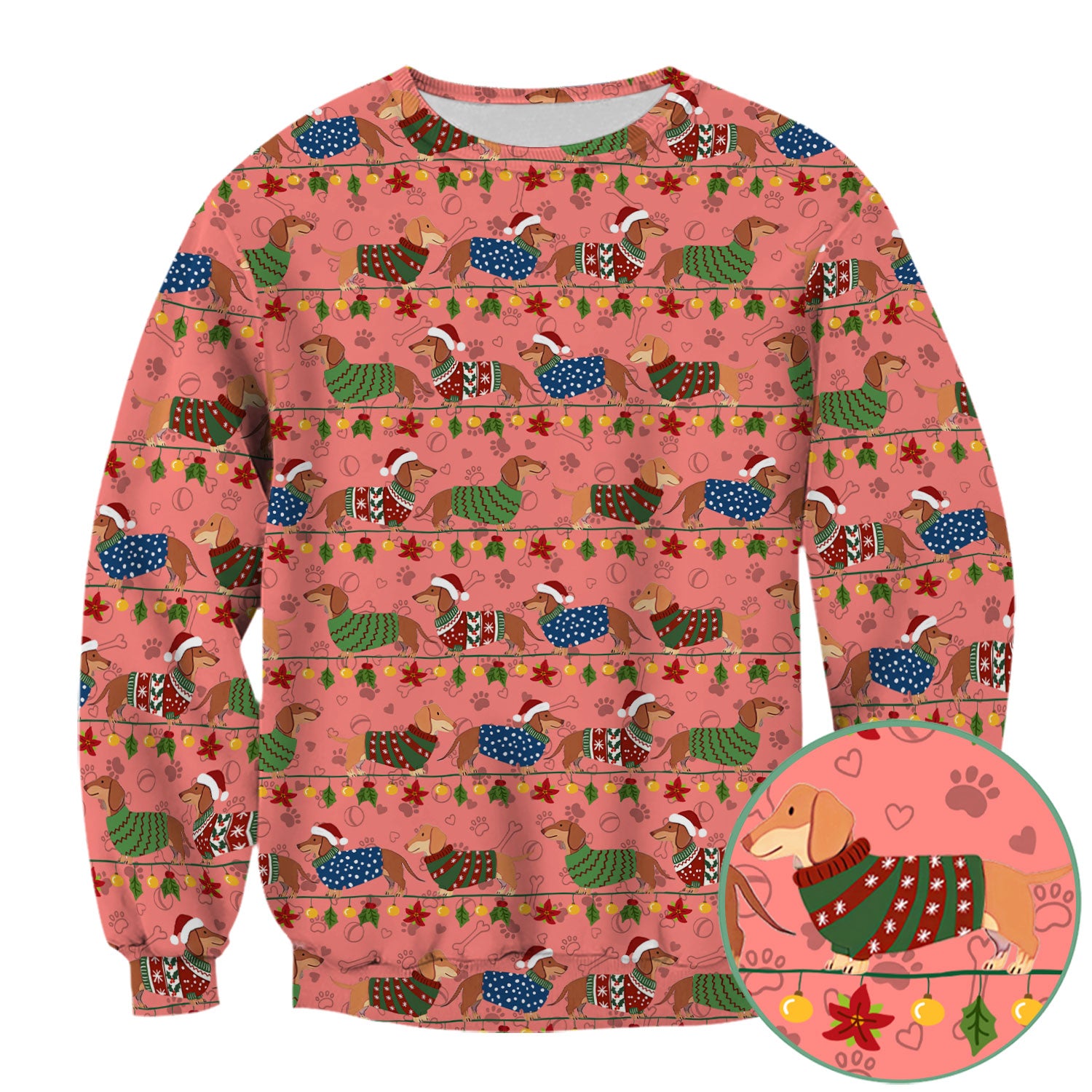 Holiday Wiener Dog Nurse Scrub Top - Festive Sausage Dog Christmas Medical Shirt for RN CNA LPN Women