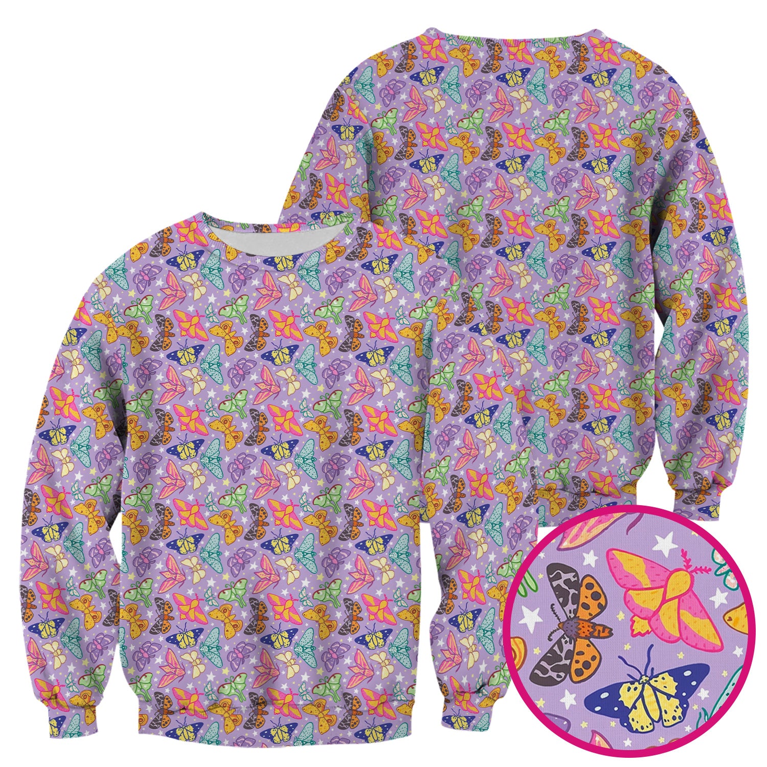 Colorful Butterfly Moth Garden Pattern Scrub Top, Comfortable Scrubs for Nurses