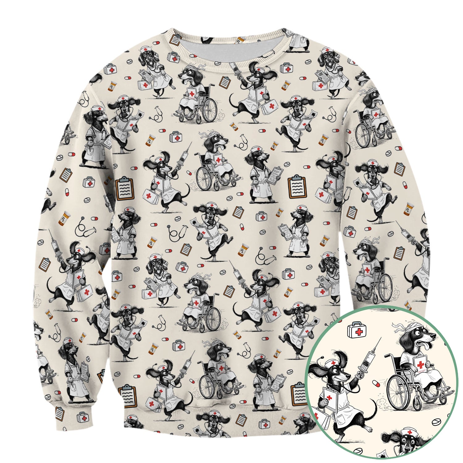 Custom Nurse Scrubs for Women - Funny Dog Print Medical Top - Multi Color Personalized Nursing Shirt for Healthcare Workers