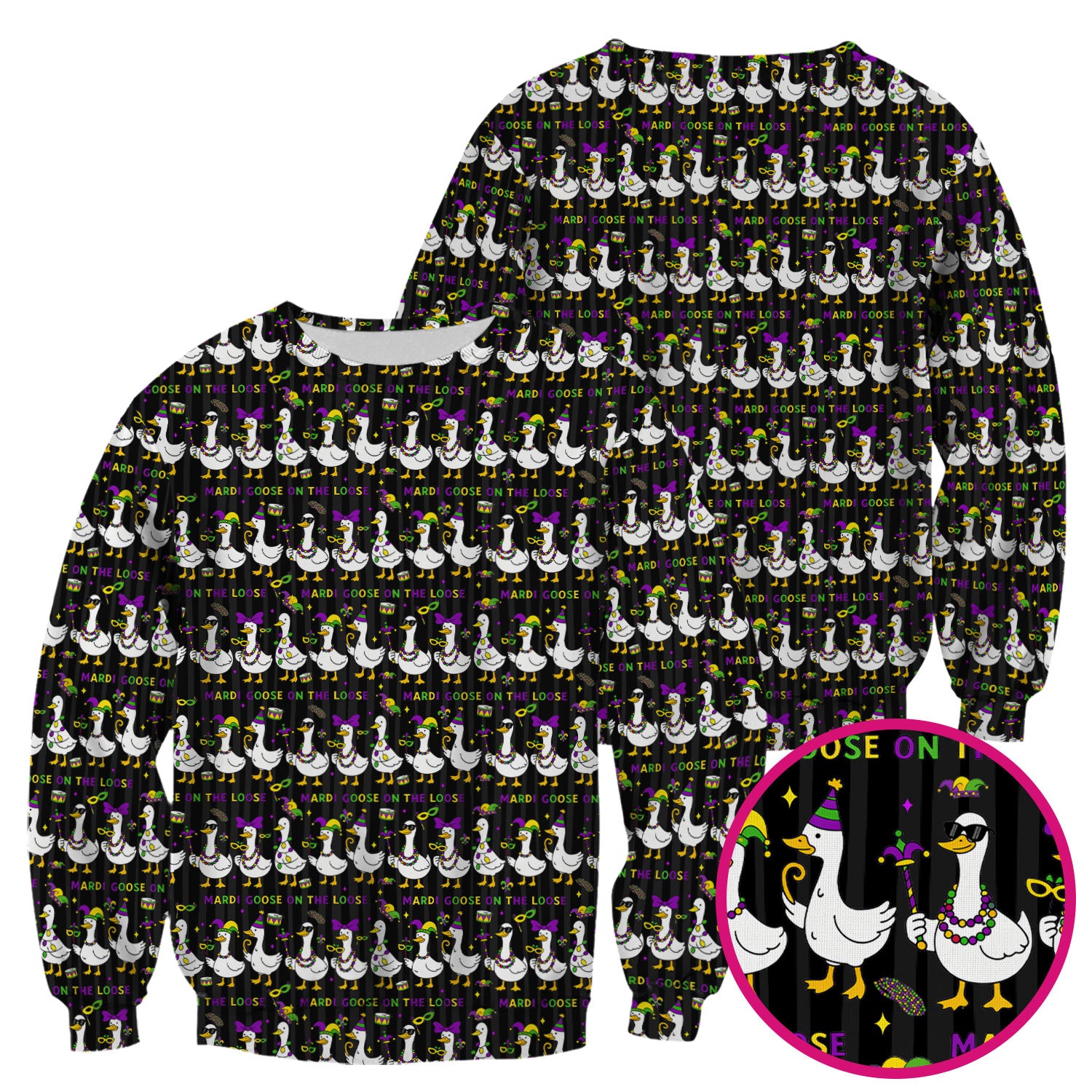 Mardi Gras Goose Nurse Scrub Top, Funny Carnival Medical Pattern Nurse Shirt, Breathable Fabrics Nursing Uniform