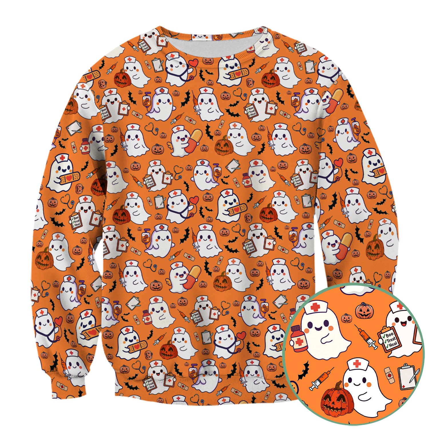 Halloween Scrubs for Women - Pumpkin Shirt - Comfortable Scrubs for Nurses - Breathable Fabrics Nursing Uniform - Holiday Gift for Her