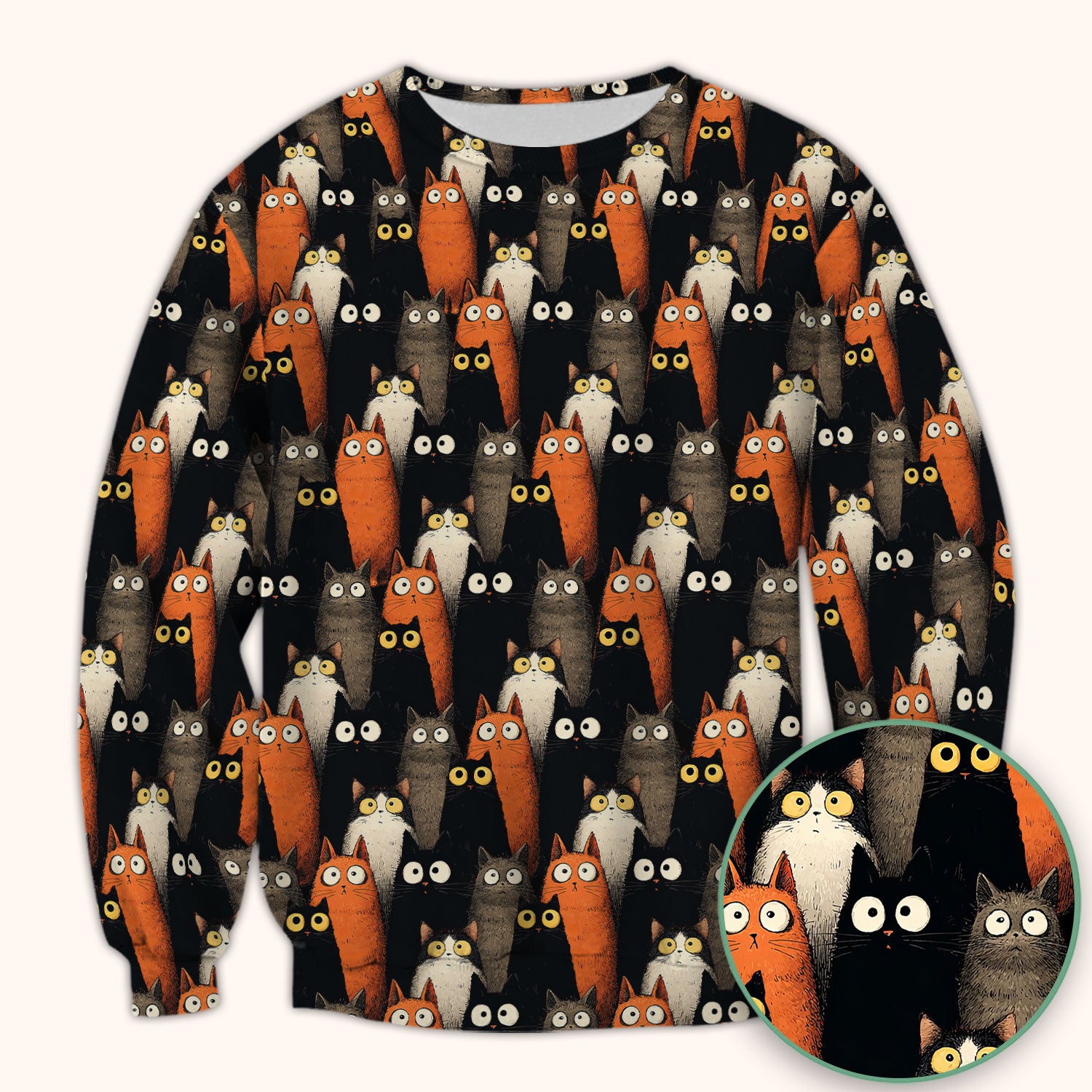 Black Cat Pattern Nurse Scrub Top, Cat Lover Nurse Shirt, Breathable Fabrics Nursing Uniform