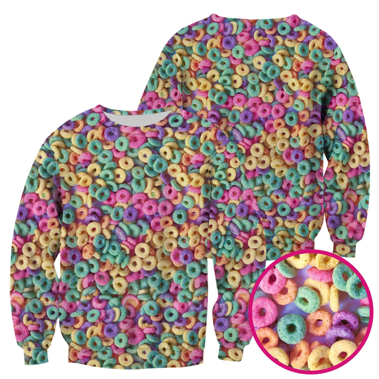Colorful Cereal Loops Pattern Scrub Top, Comfortable Scrubs for Nurses