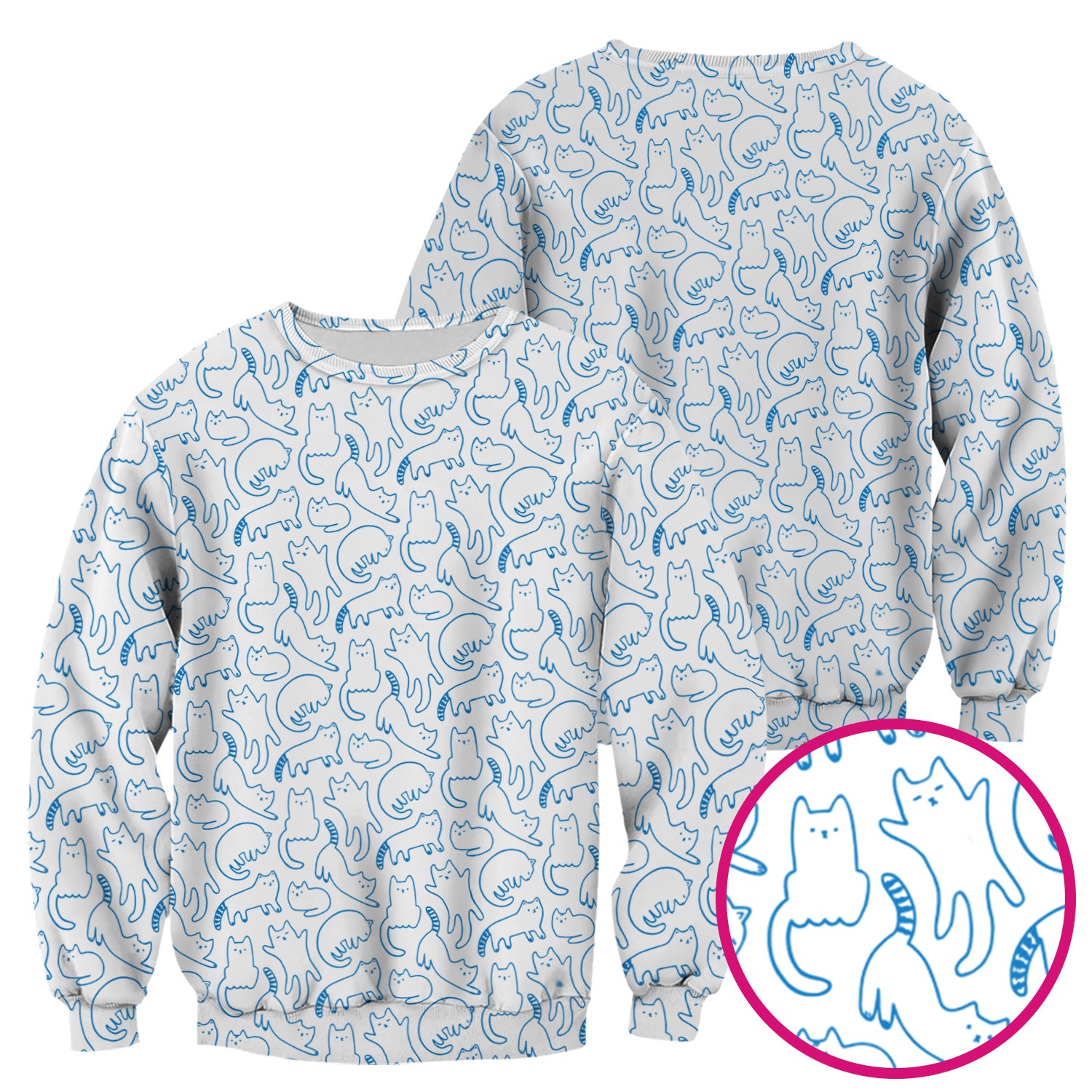 Artistic Cat Pattern Medical Scrub Top, Breathable Fabrics Nursing Uniform