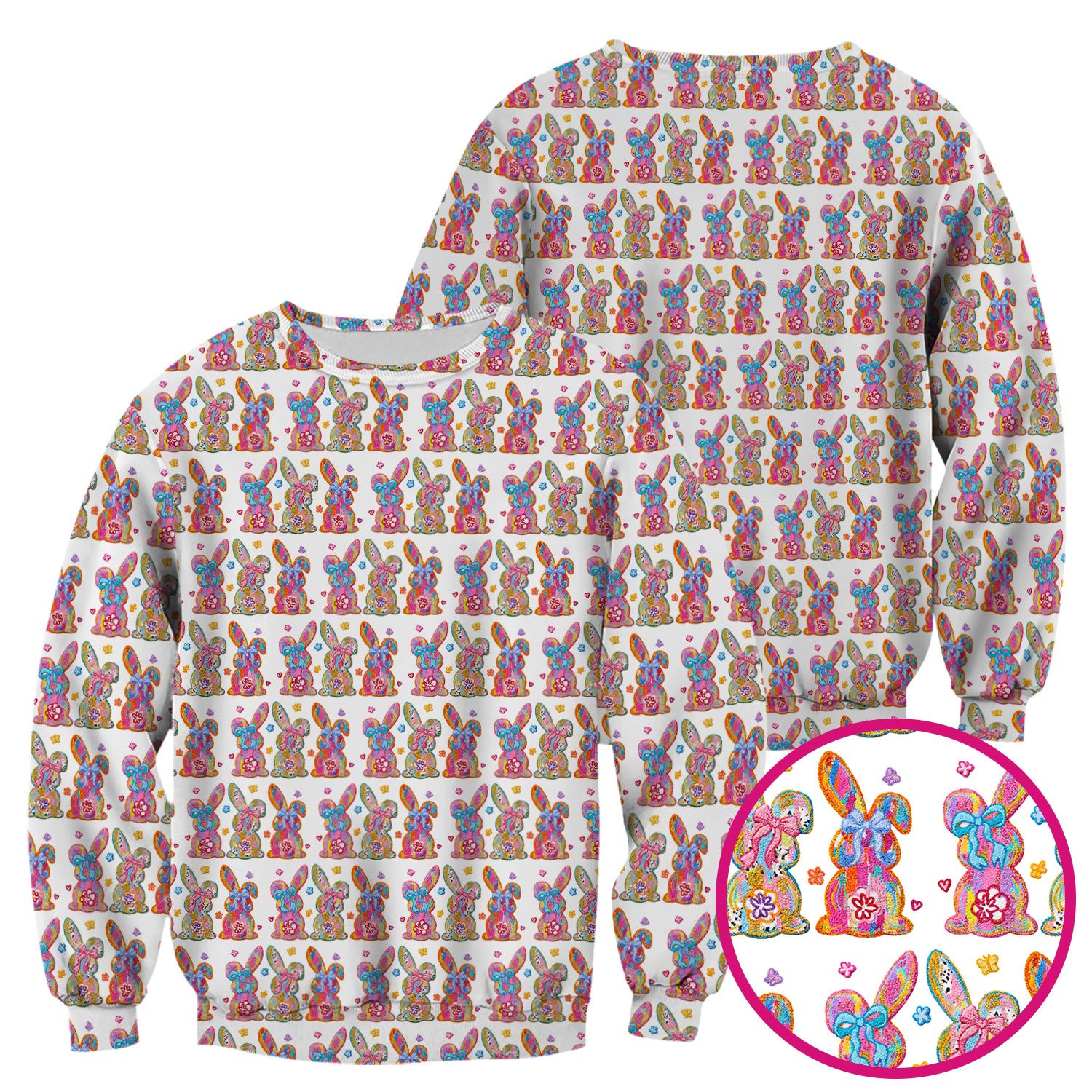 Cute Pastel Bunny Floral Pattern Scrub Top, Comfortable Scrubs for Nurses, Easter