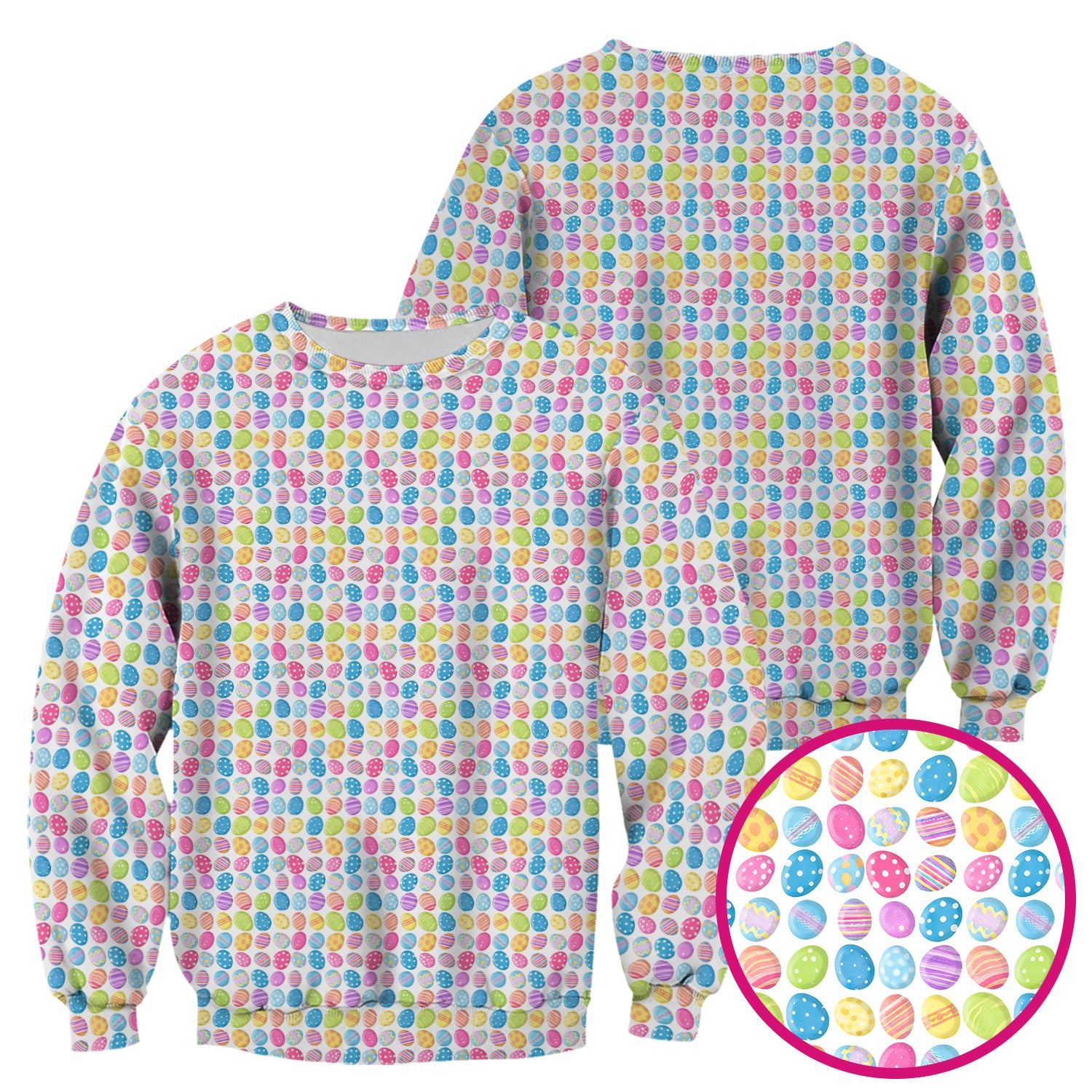 Colorful Easter Eggs Pattern Scrub Top, Comfortable Scrubs for Nurses